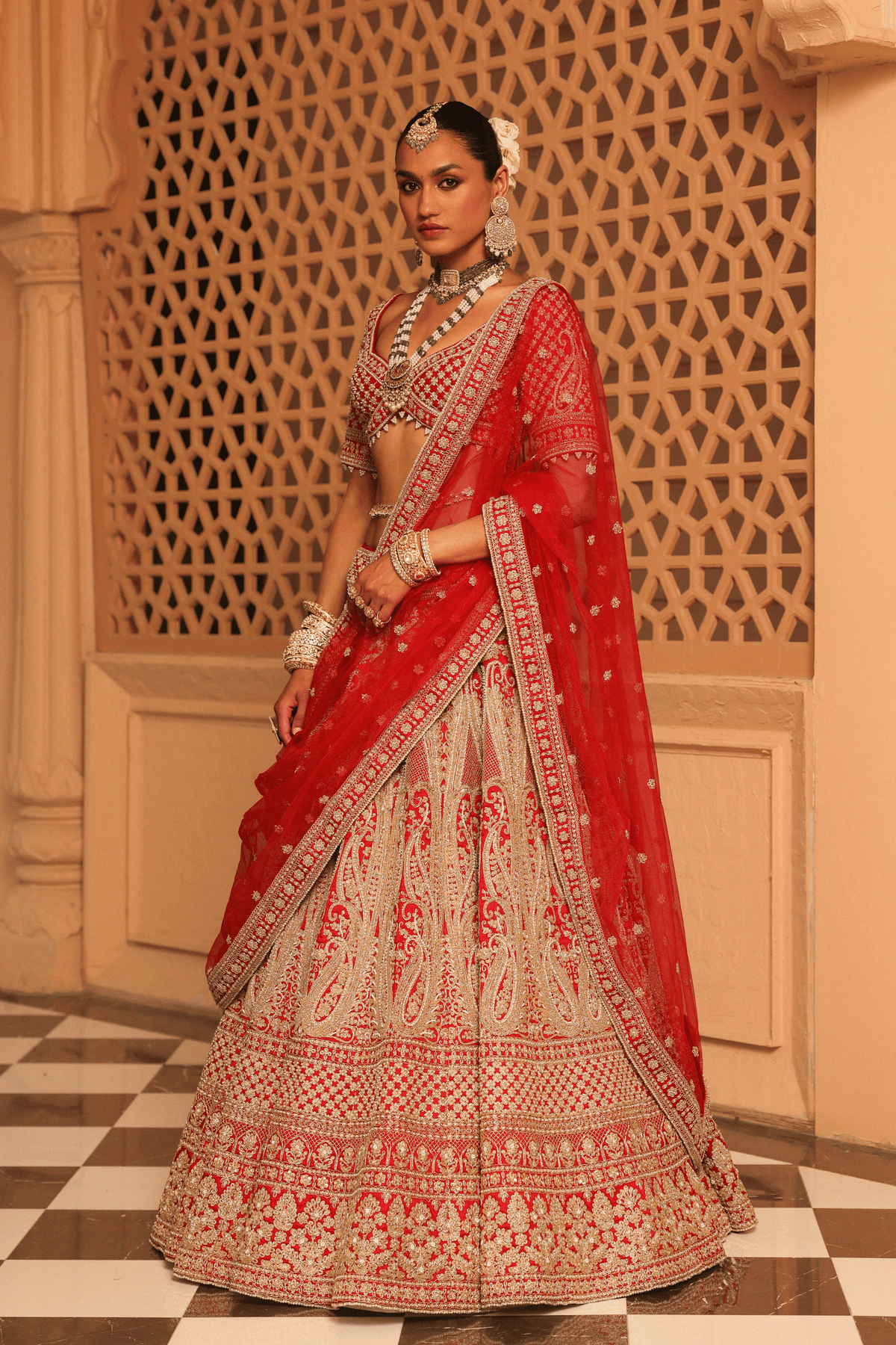 Naazreen Red Lehenga Set