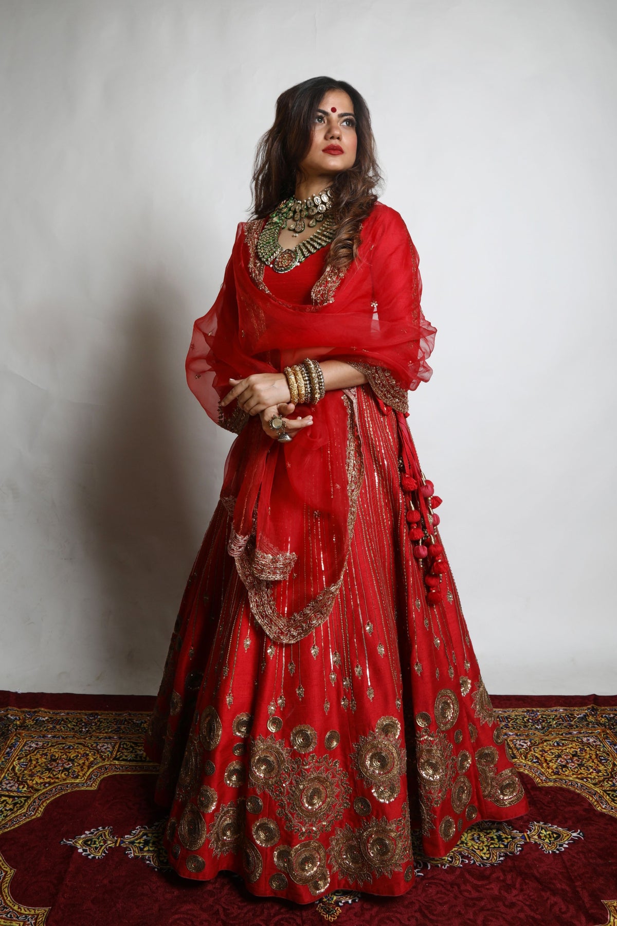 Red Chakra Lehenga