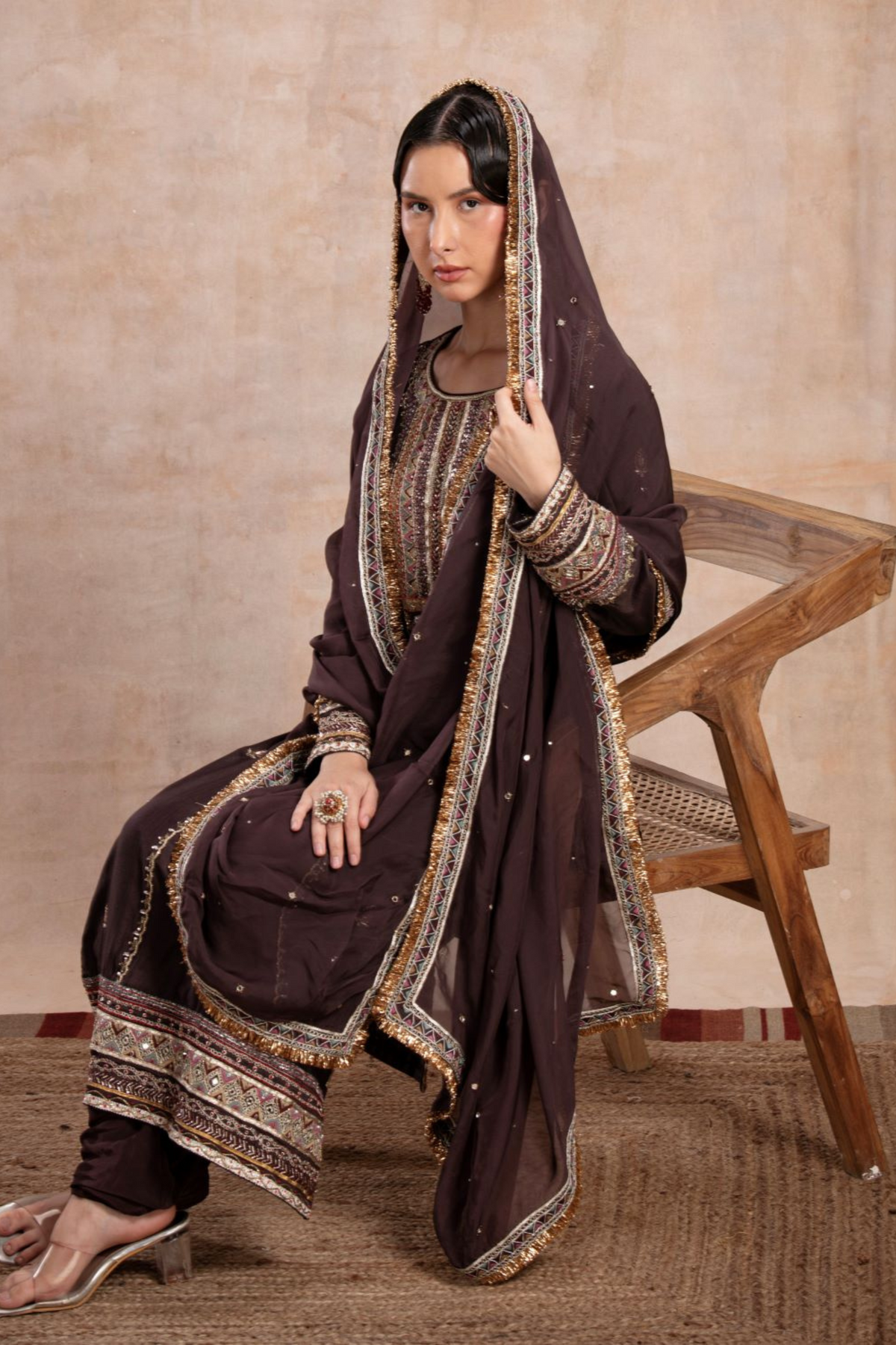 Rabia Straight Suit Set Brown