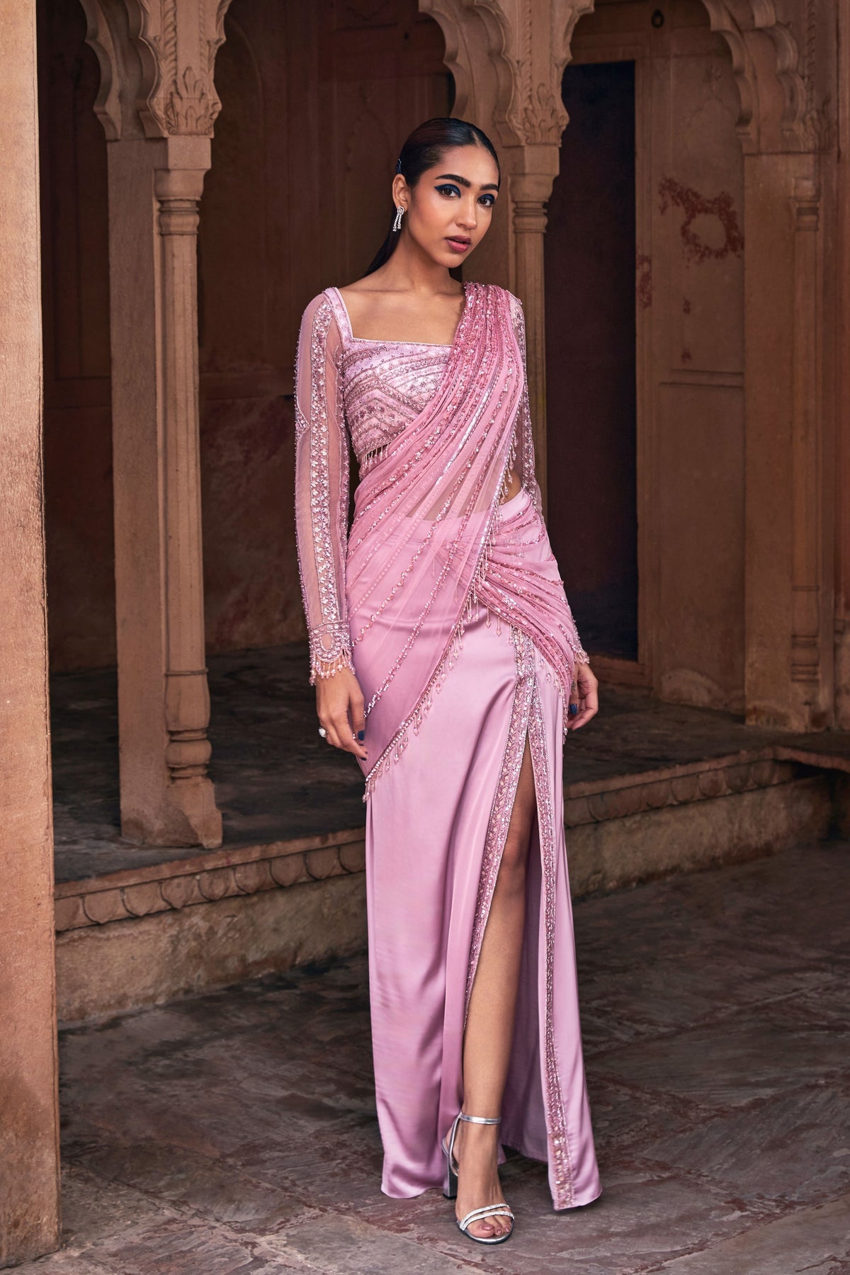 Onion Pink Saree Set