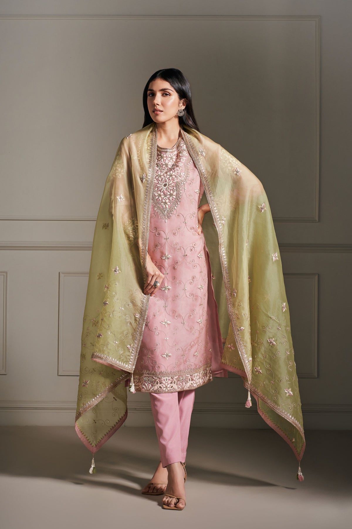 Pink Hand Embellished Kurta Set