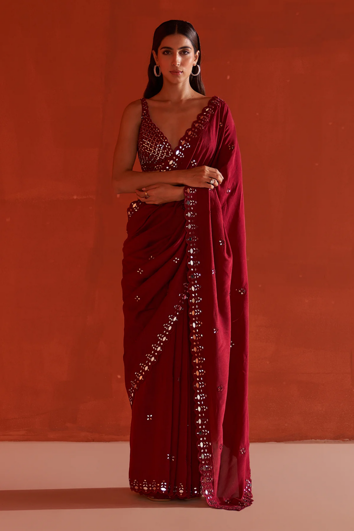 Maroon Silk Saree