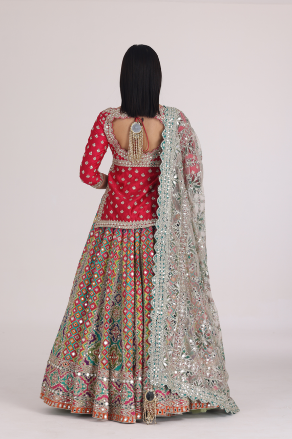 Multicolour Begam Choli Lehenga Set