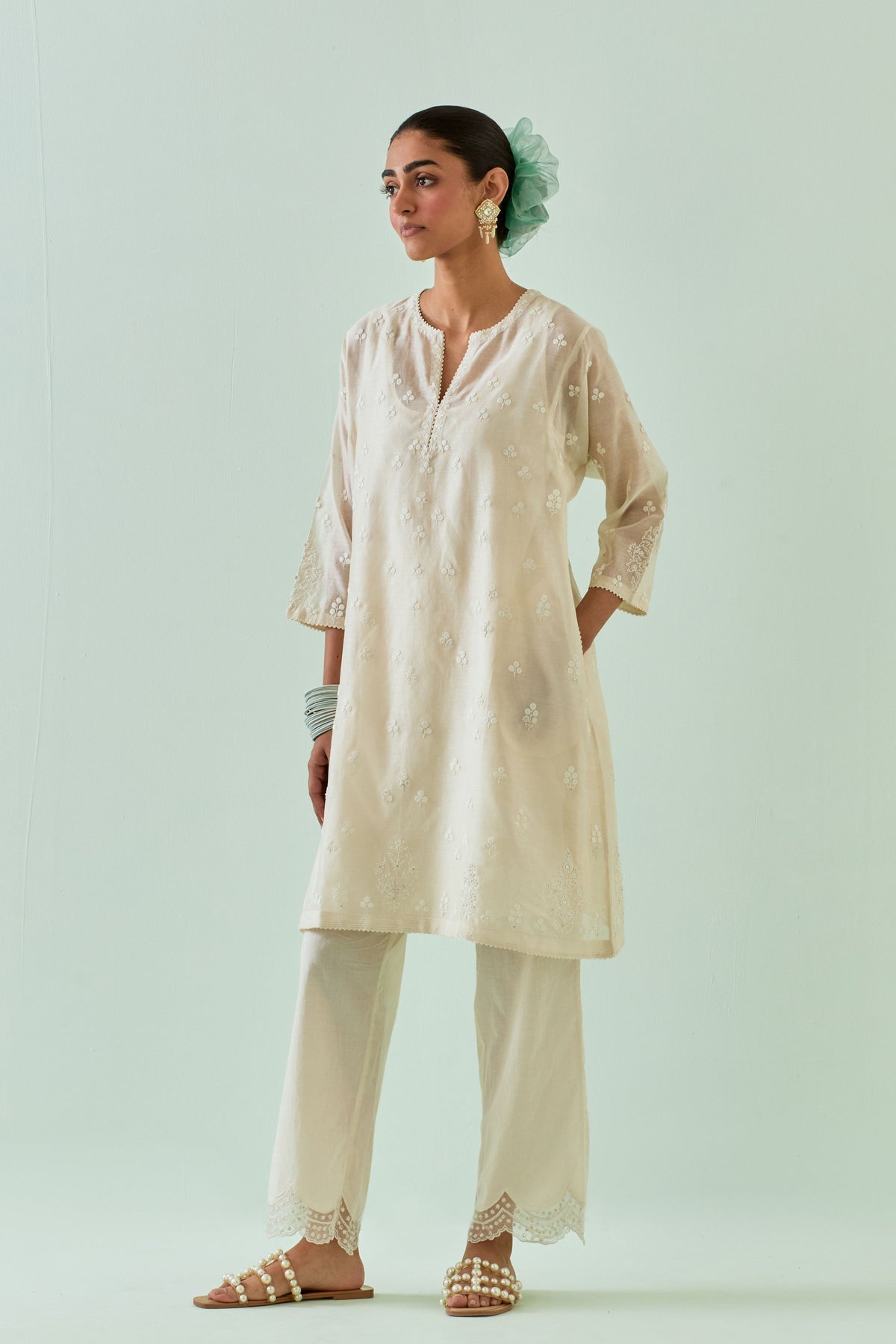 Off White Kalidar Kurta Set