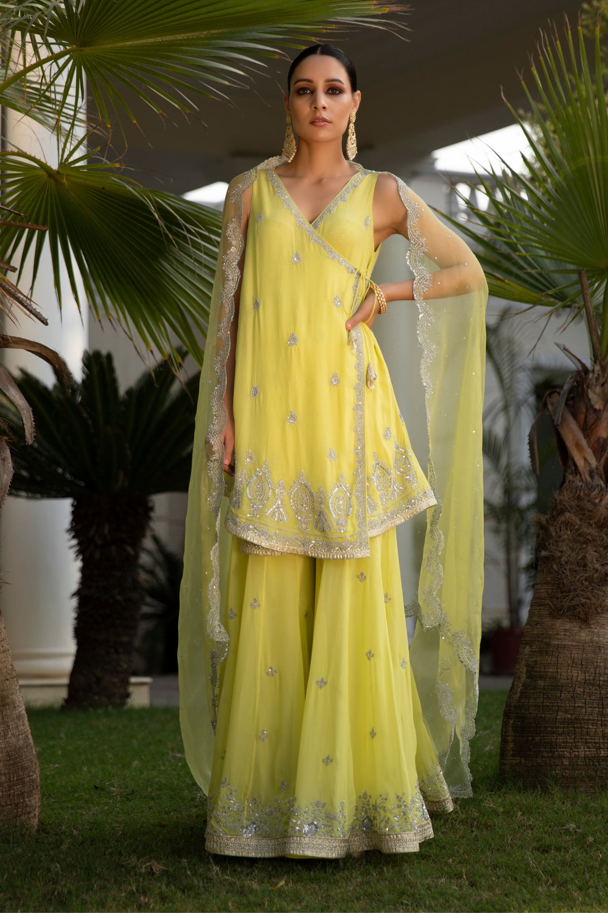 Lime Green Angrakha Set