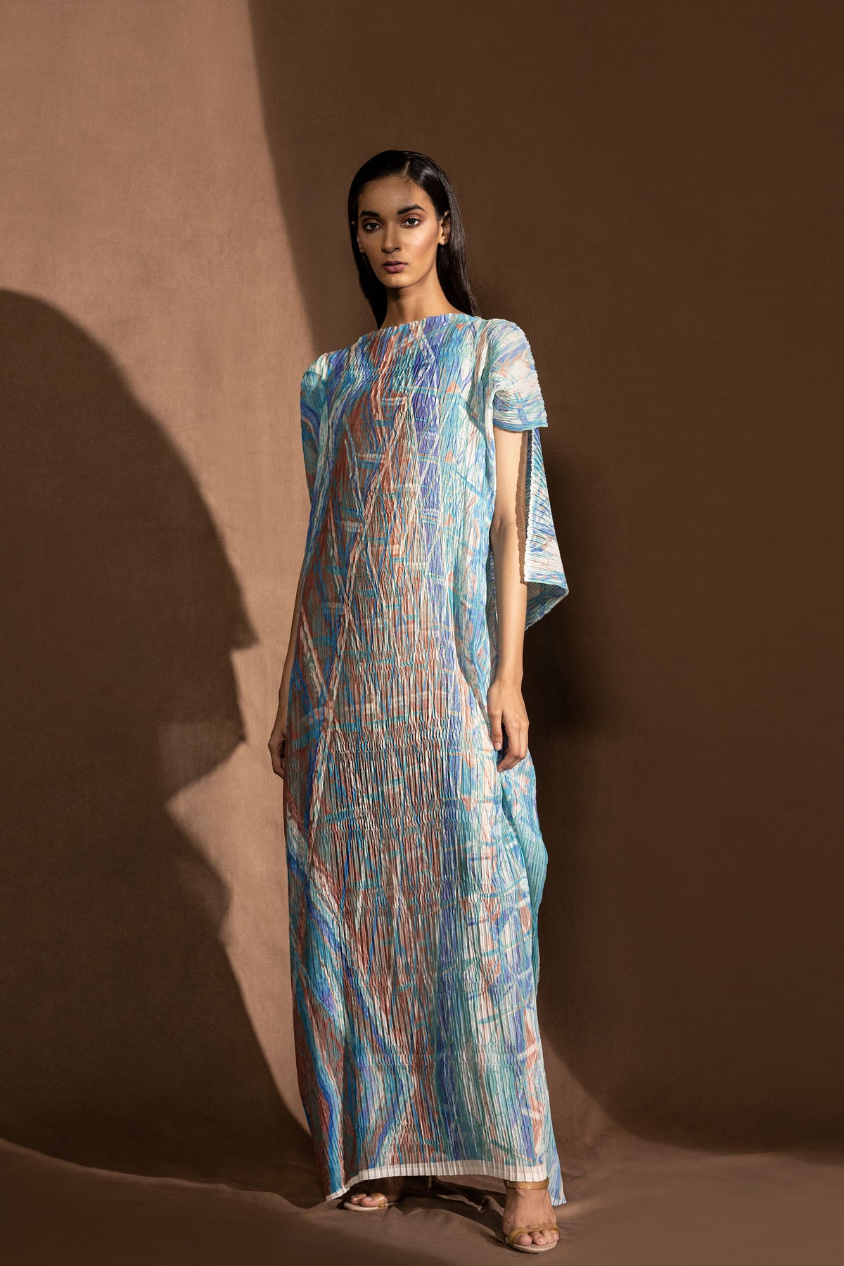 Geommetric Patterned Draped Dress