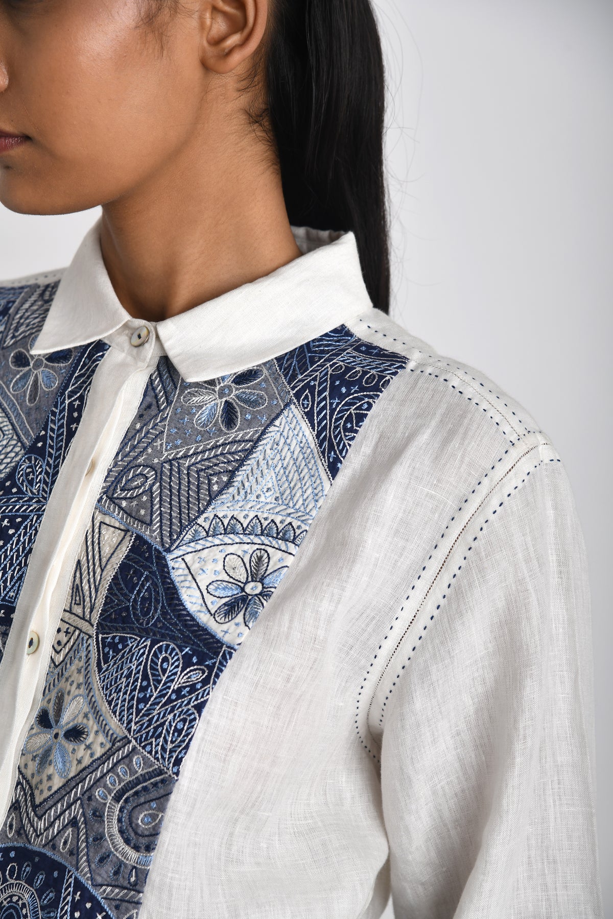 Agioi Embroidered Yoke Shirt