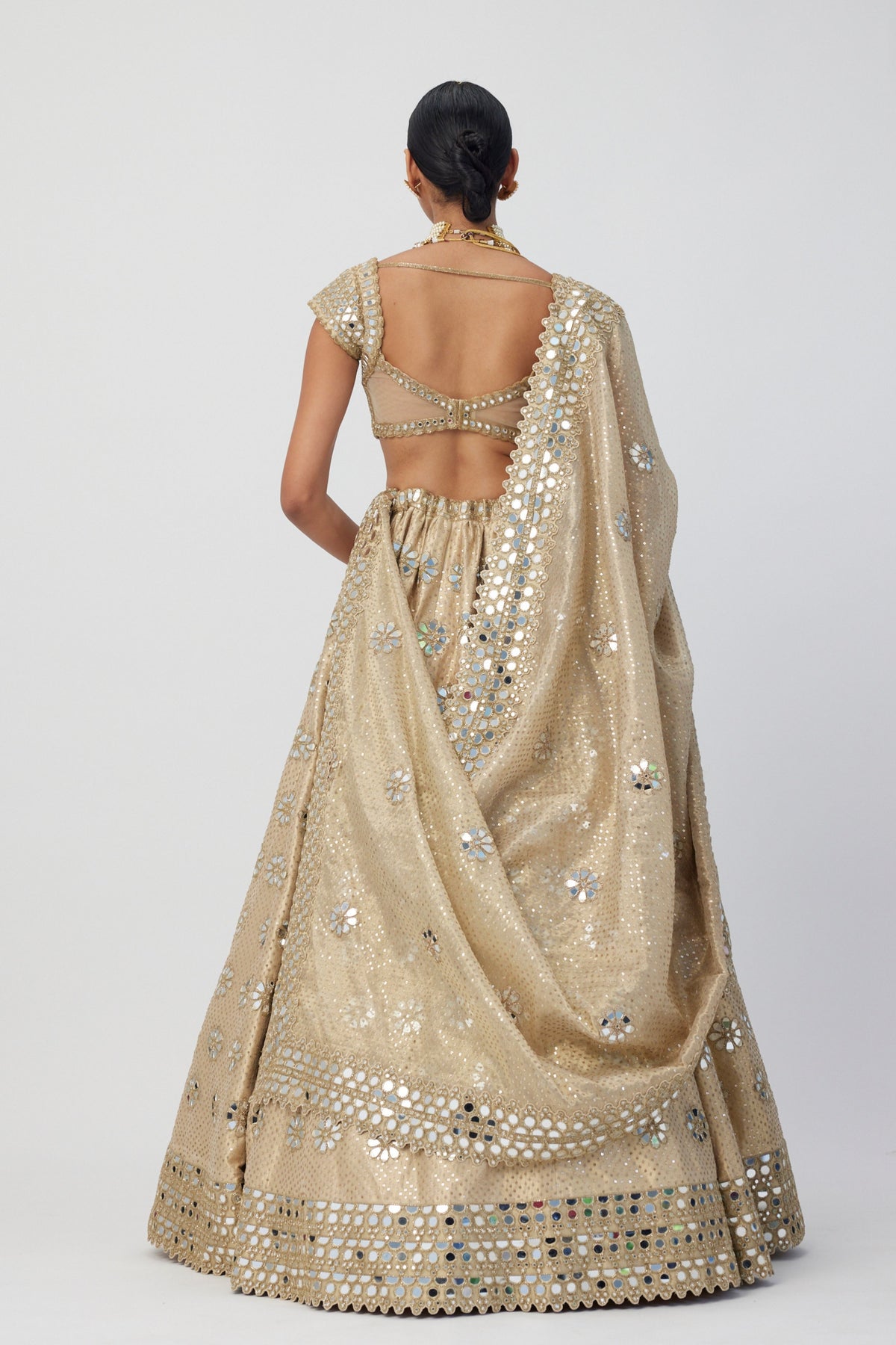 Golden Shimmer Flower Lehenga Set