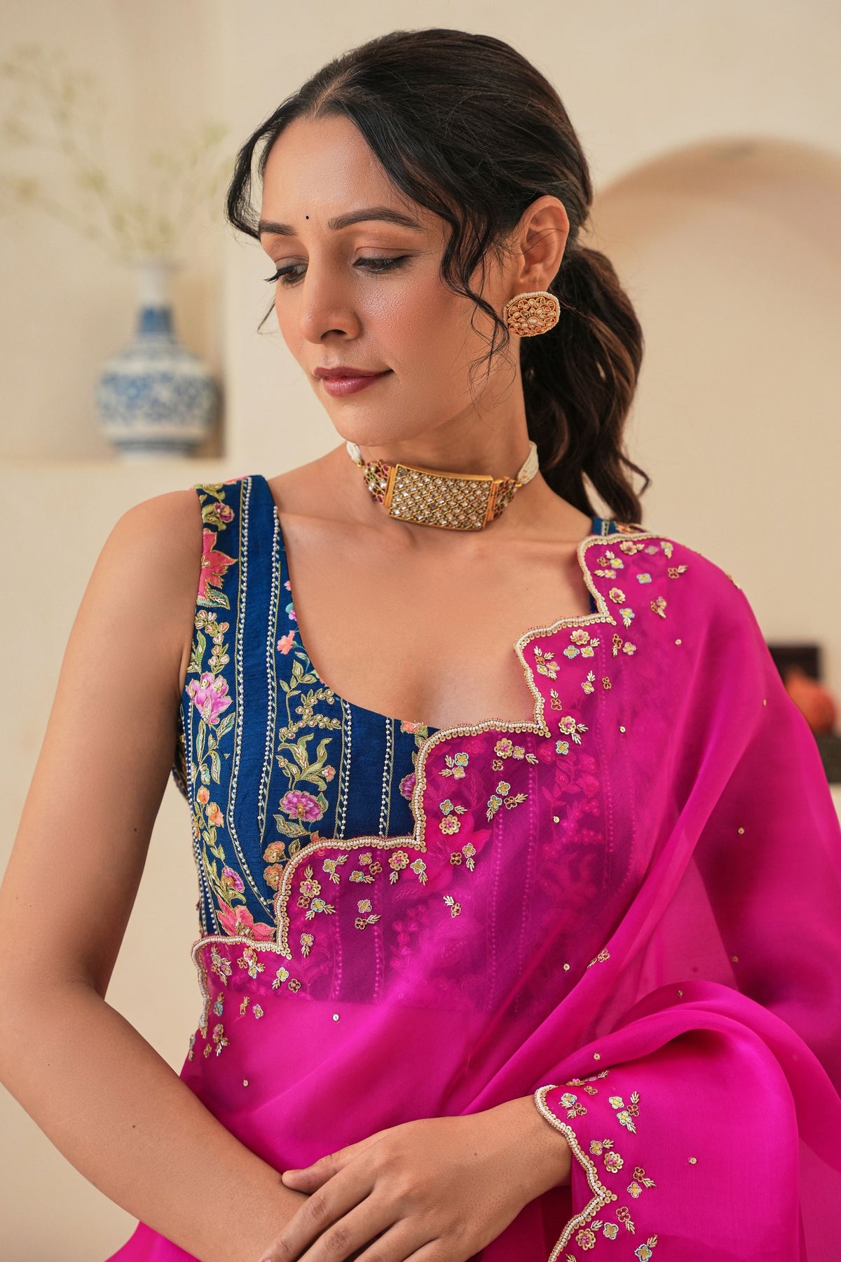 Nargis Saree Nima Blouse in Magenta