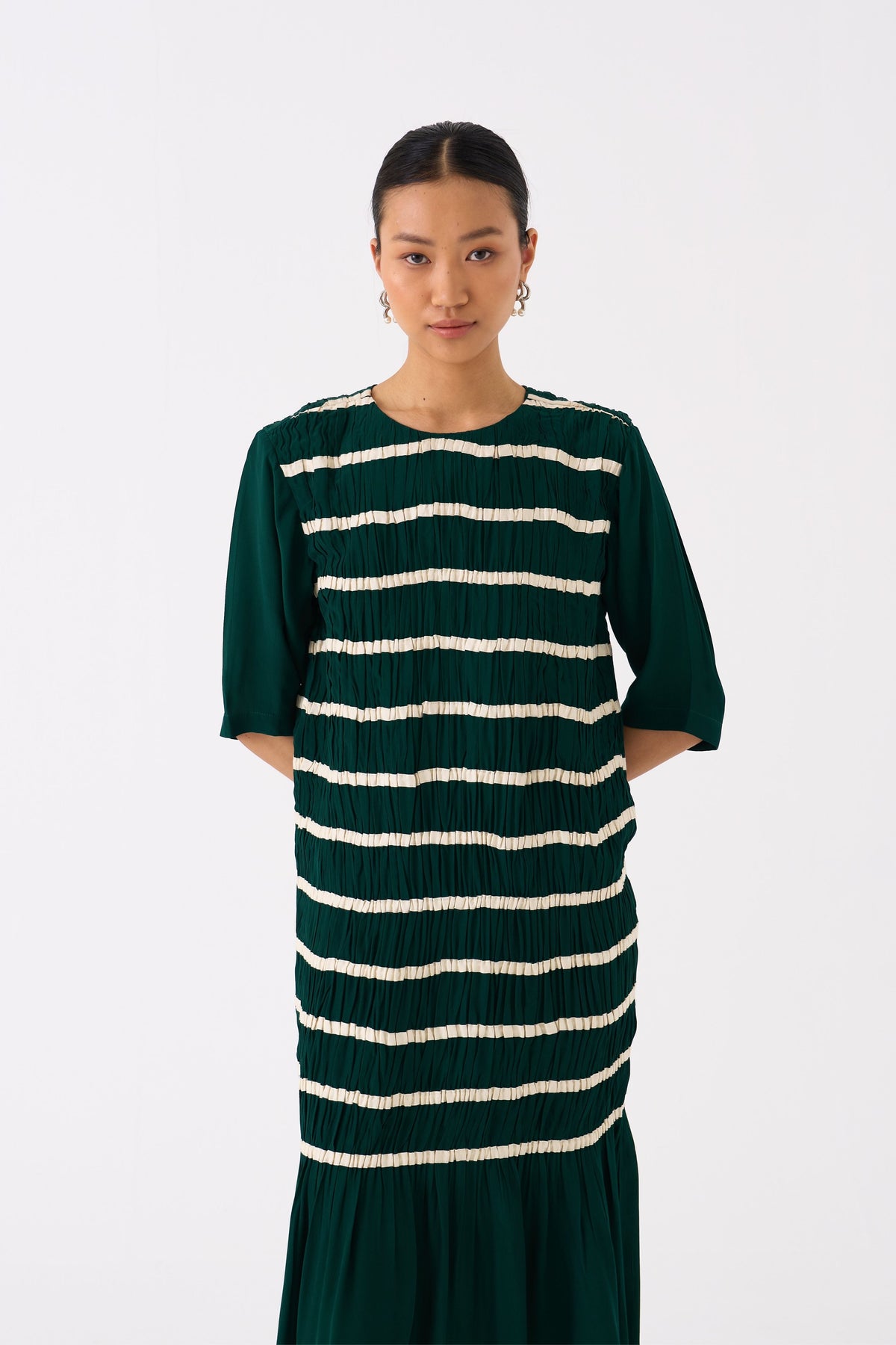 Shirring Green Dress