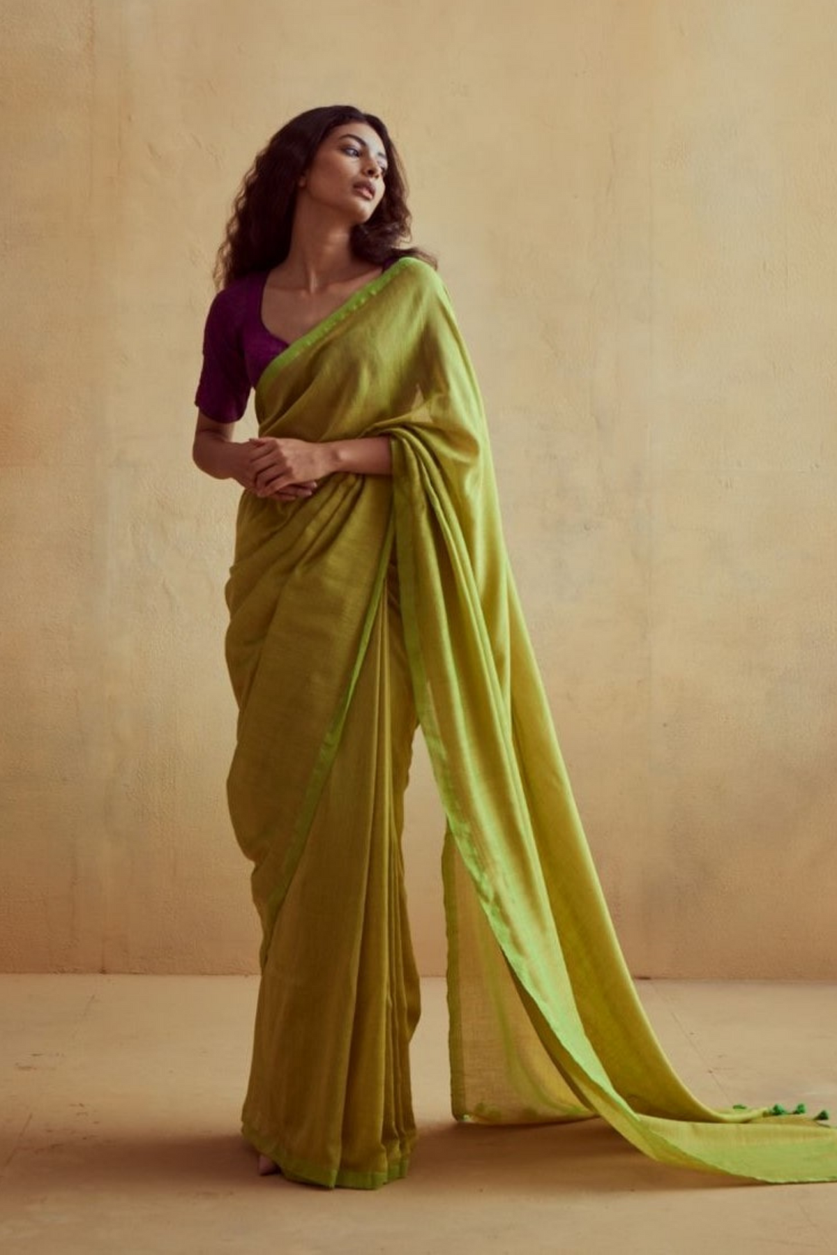 Green Khadi Cotton Saree