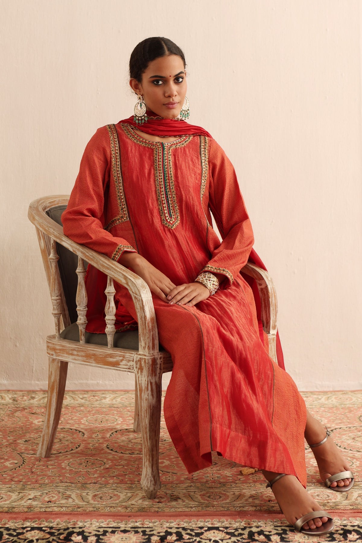 Tomato Red Kurta Set