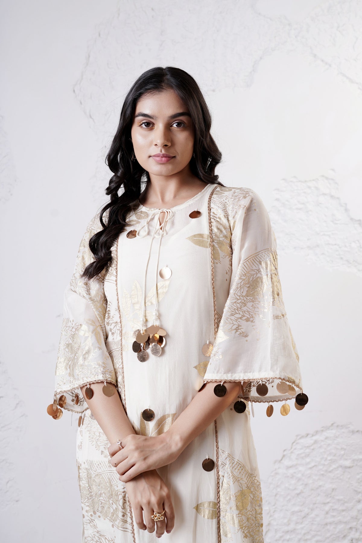 Ivory Panelled Kurta Set