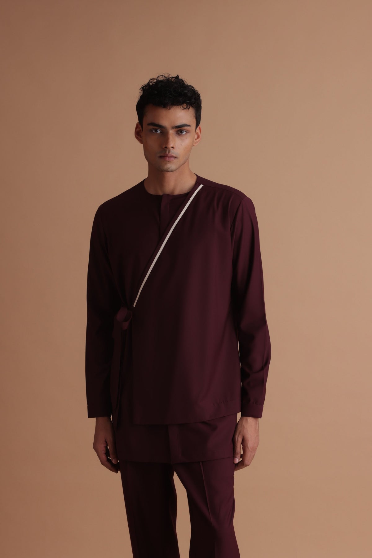 Burgundy Tie up Kurta