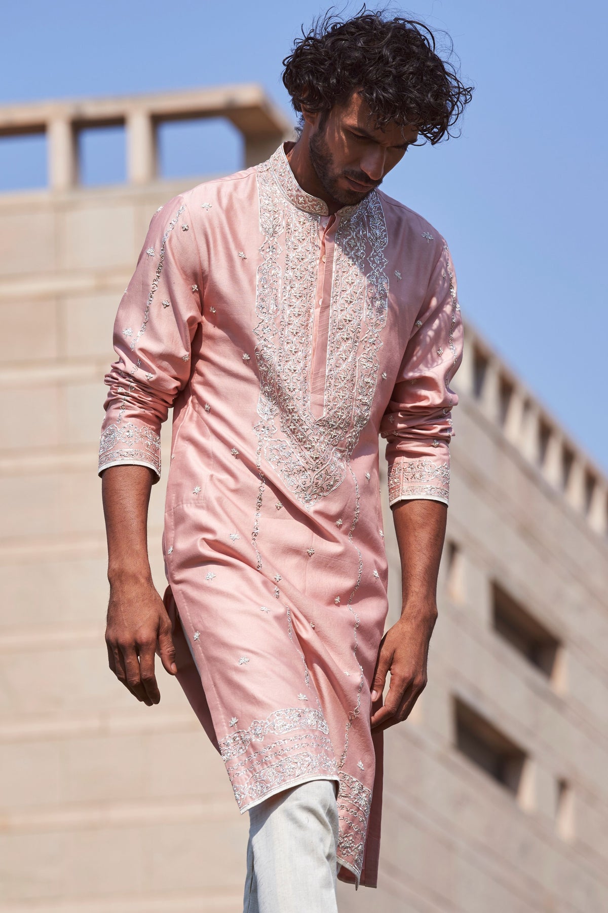 Dusty Rose Mughal Jaal Kurta