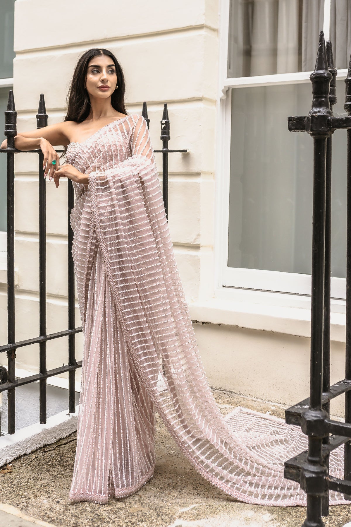 Blush Pink Pearl Detail Saree