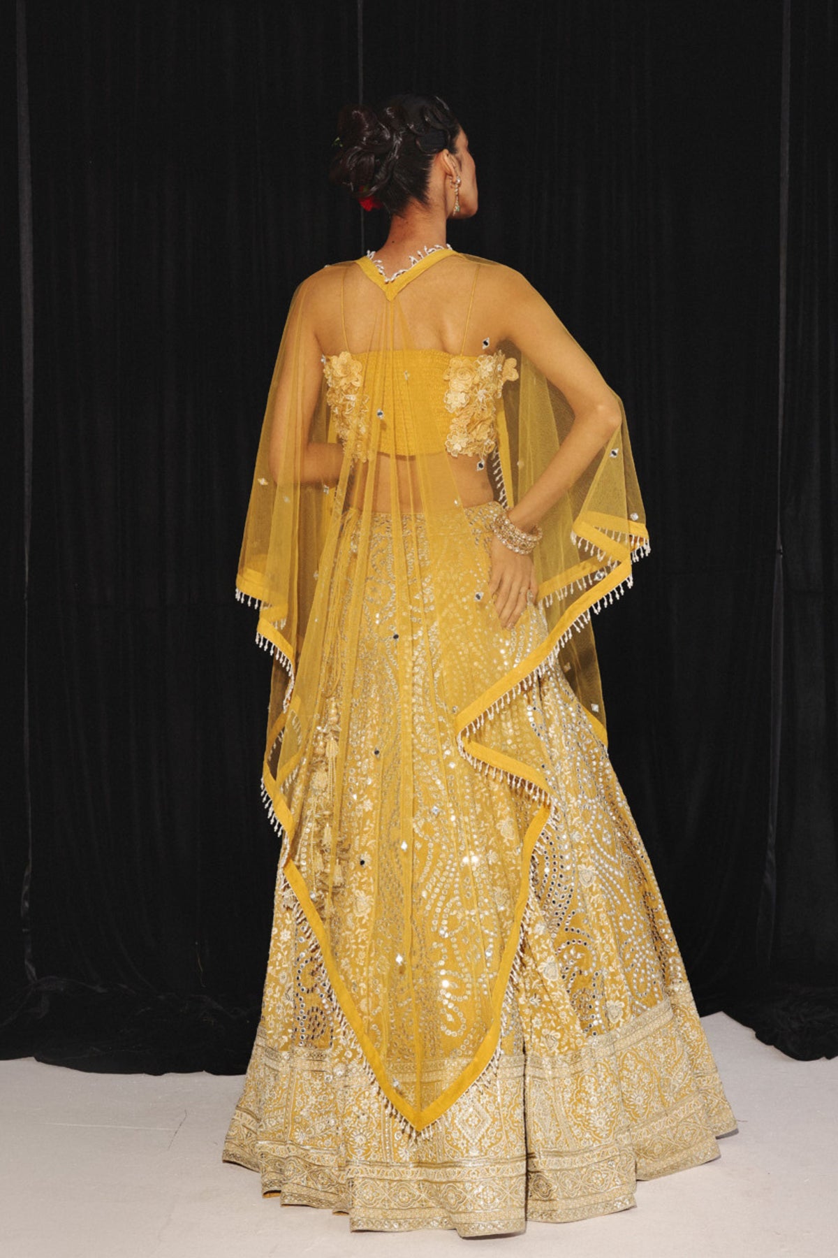 V Shape Golden Yellow Dupatta