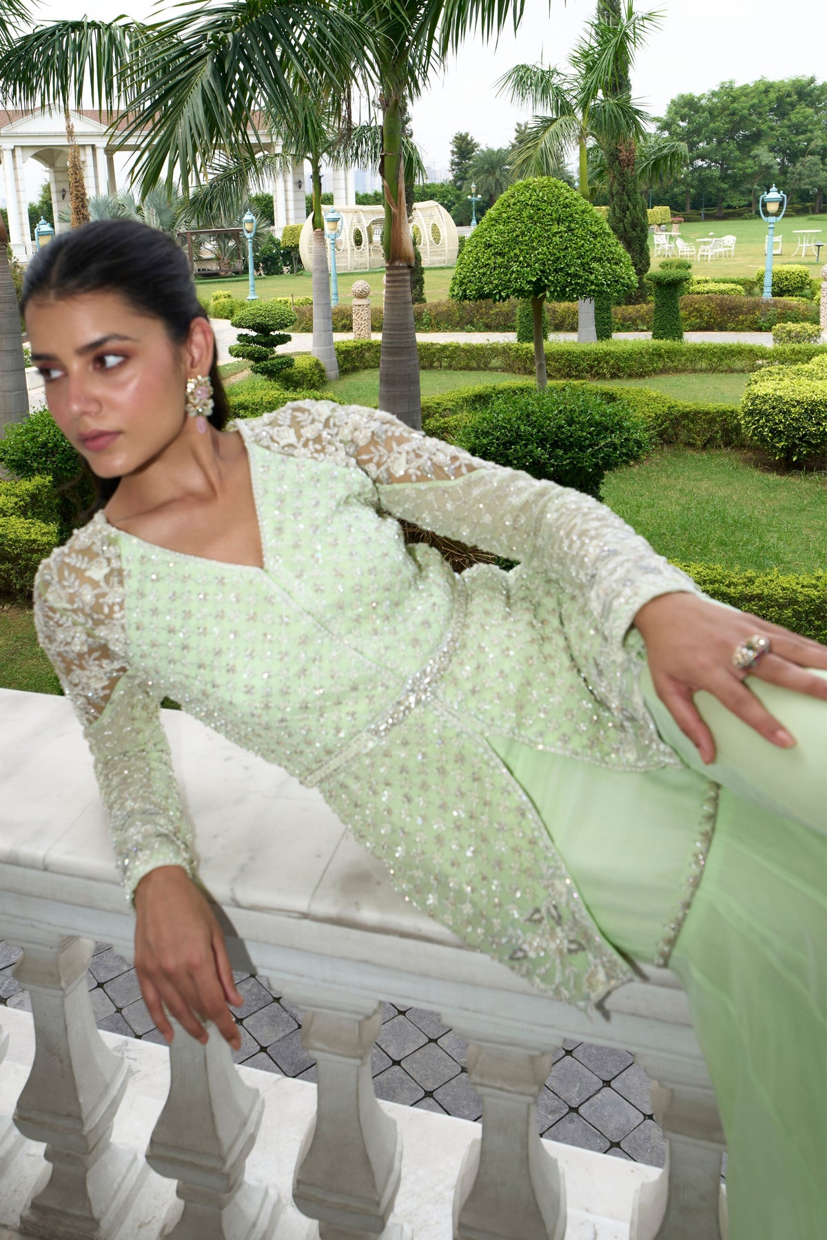 Lime Green Georgette Sharara Set