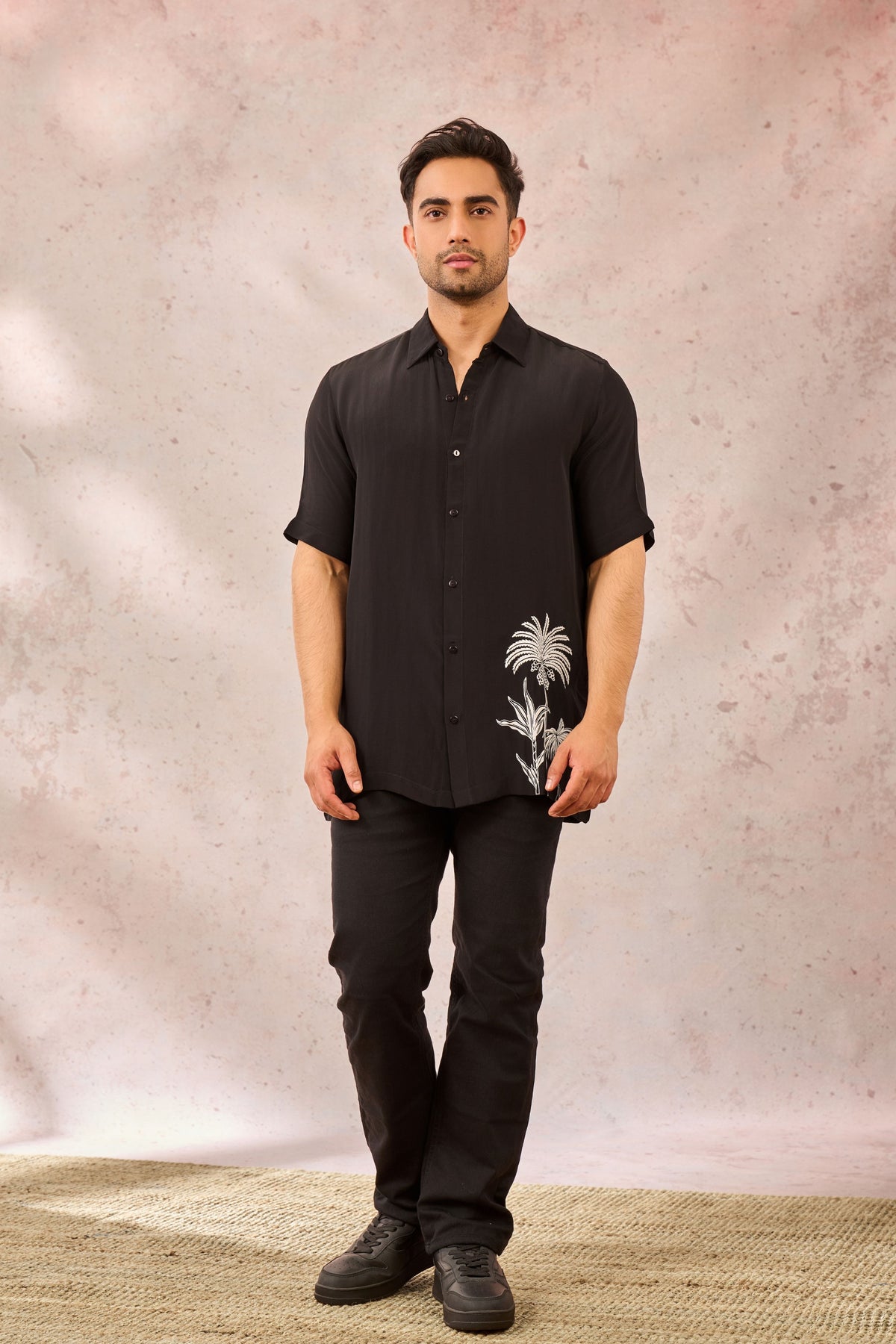 Black Palm Tree Print Shirt