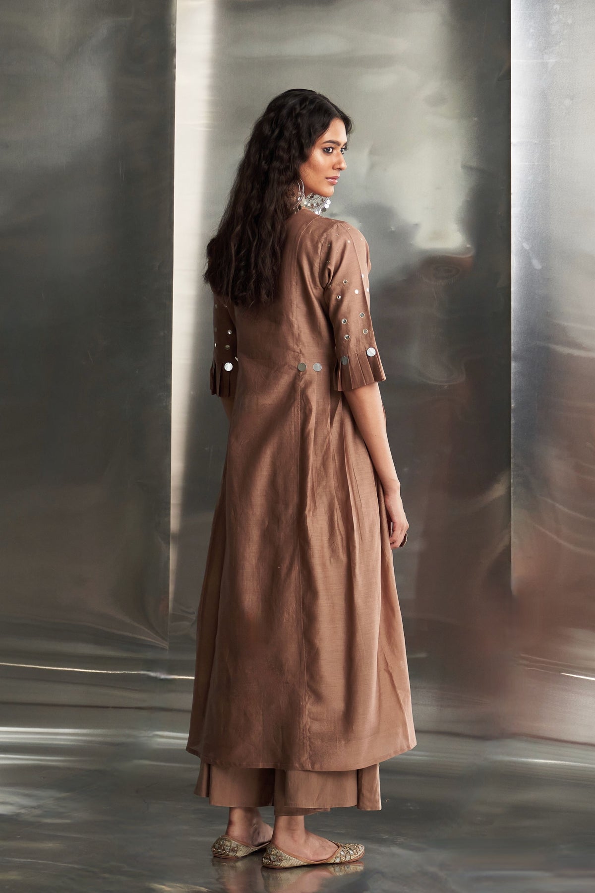 Ginger Pleated Sleeves Kurta Set