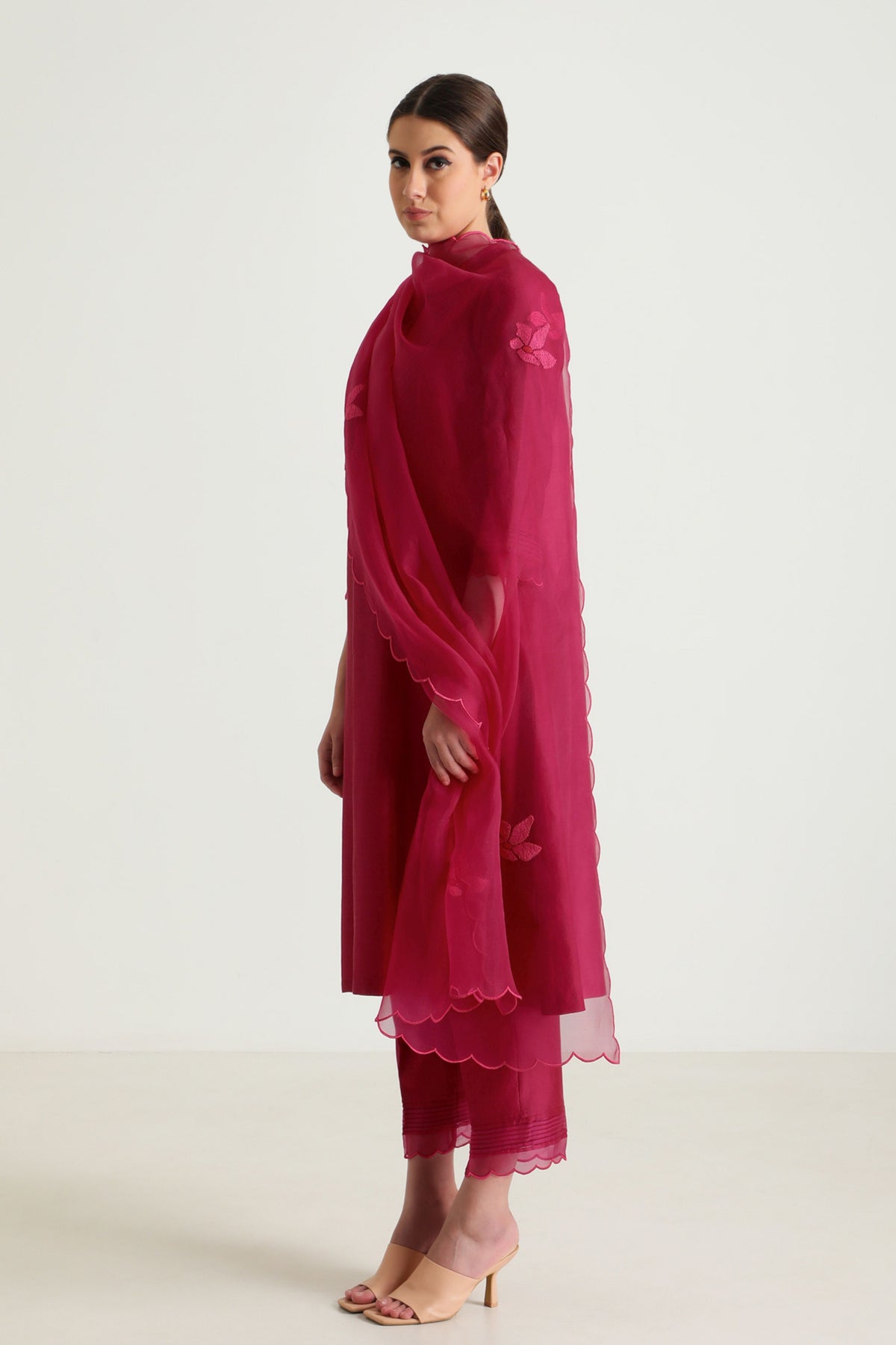 Fushsia Chanderi Kurta Set