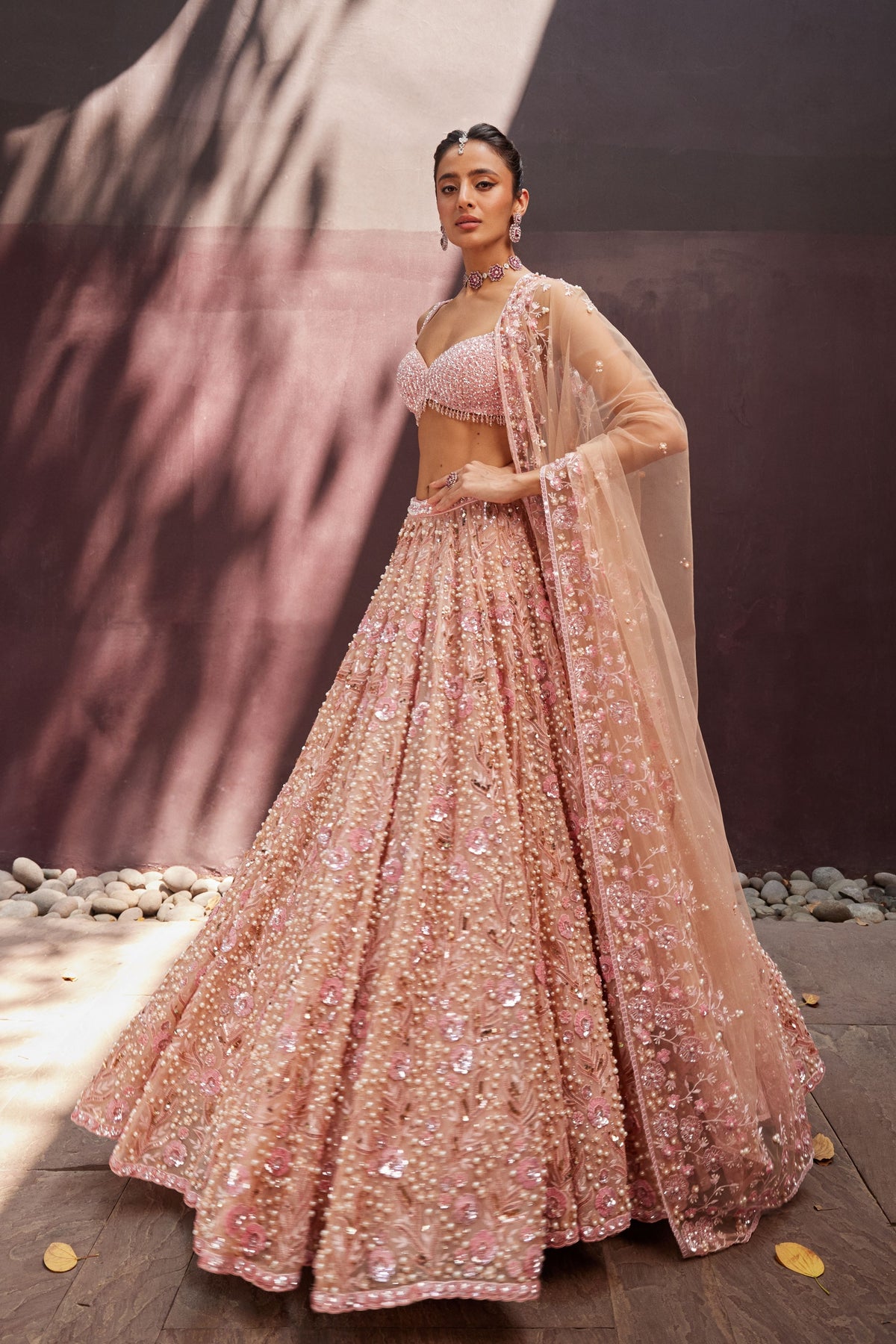 Blush Pink Bridal Lehenga Set