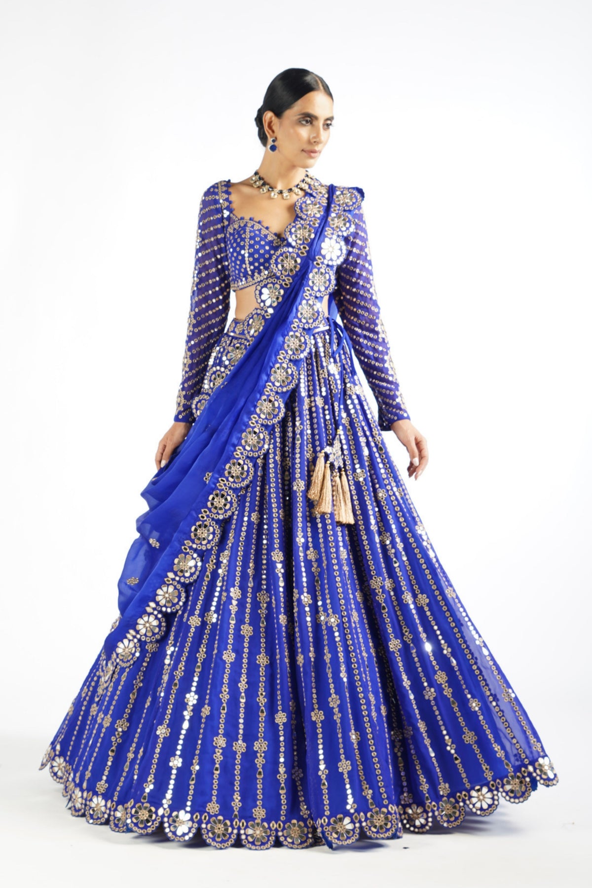 Small Flower Linear Lehenga Set