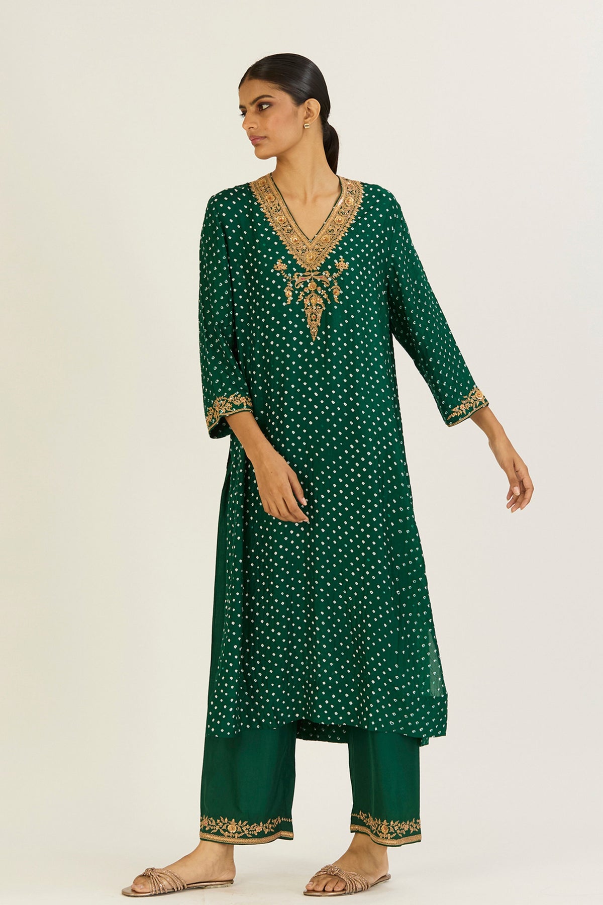 Navya Green Bandhani Kurta &amp; Pants