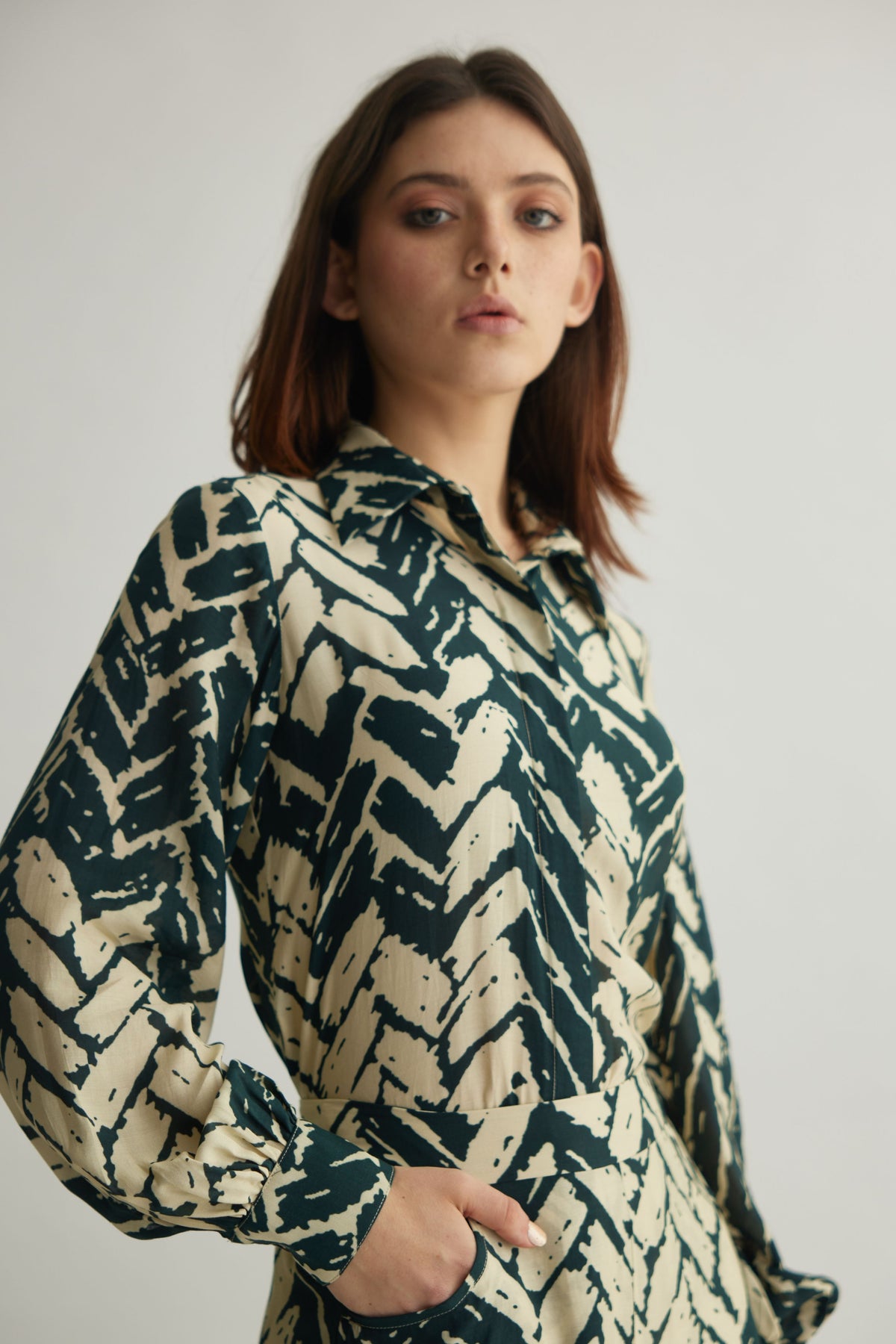 Dark Green Chevron Shirt