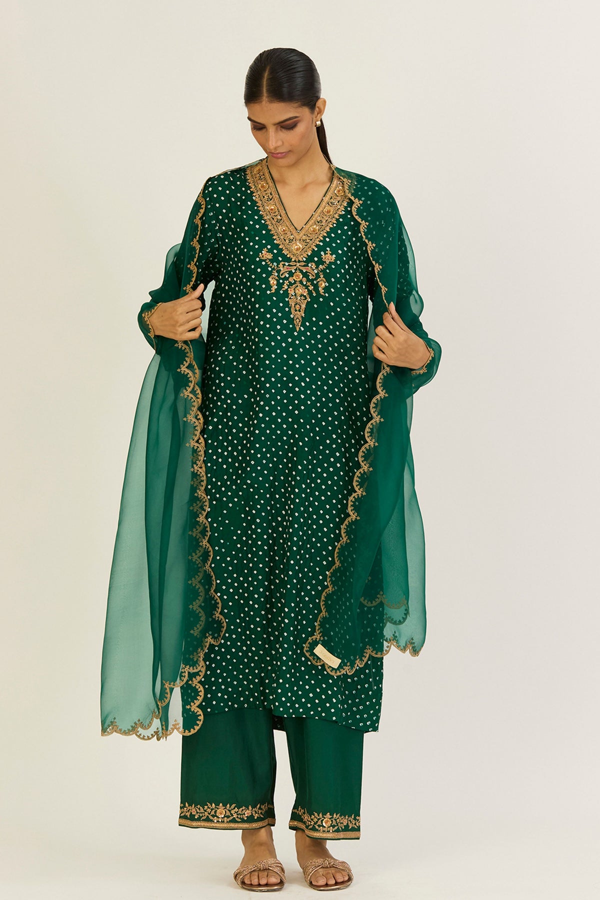 Navya Green Bandhani Kurta &amp; Pants