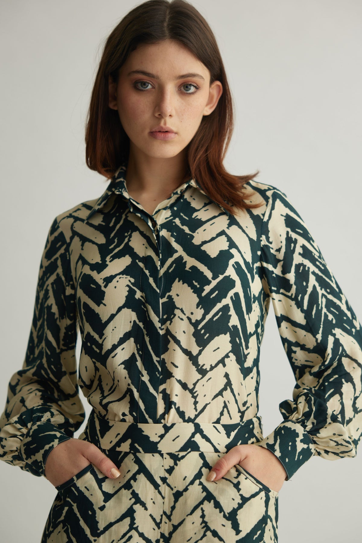 Dark Green Chevron Shirt