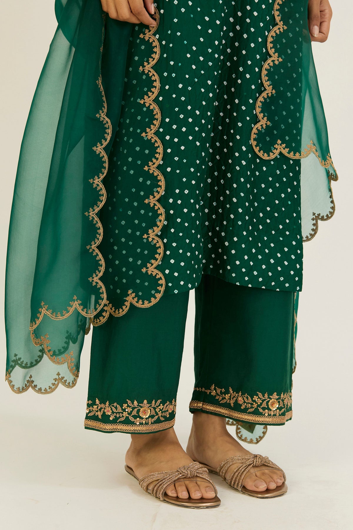 Navya Green Bandhani Kurta &amp; Pants