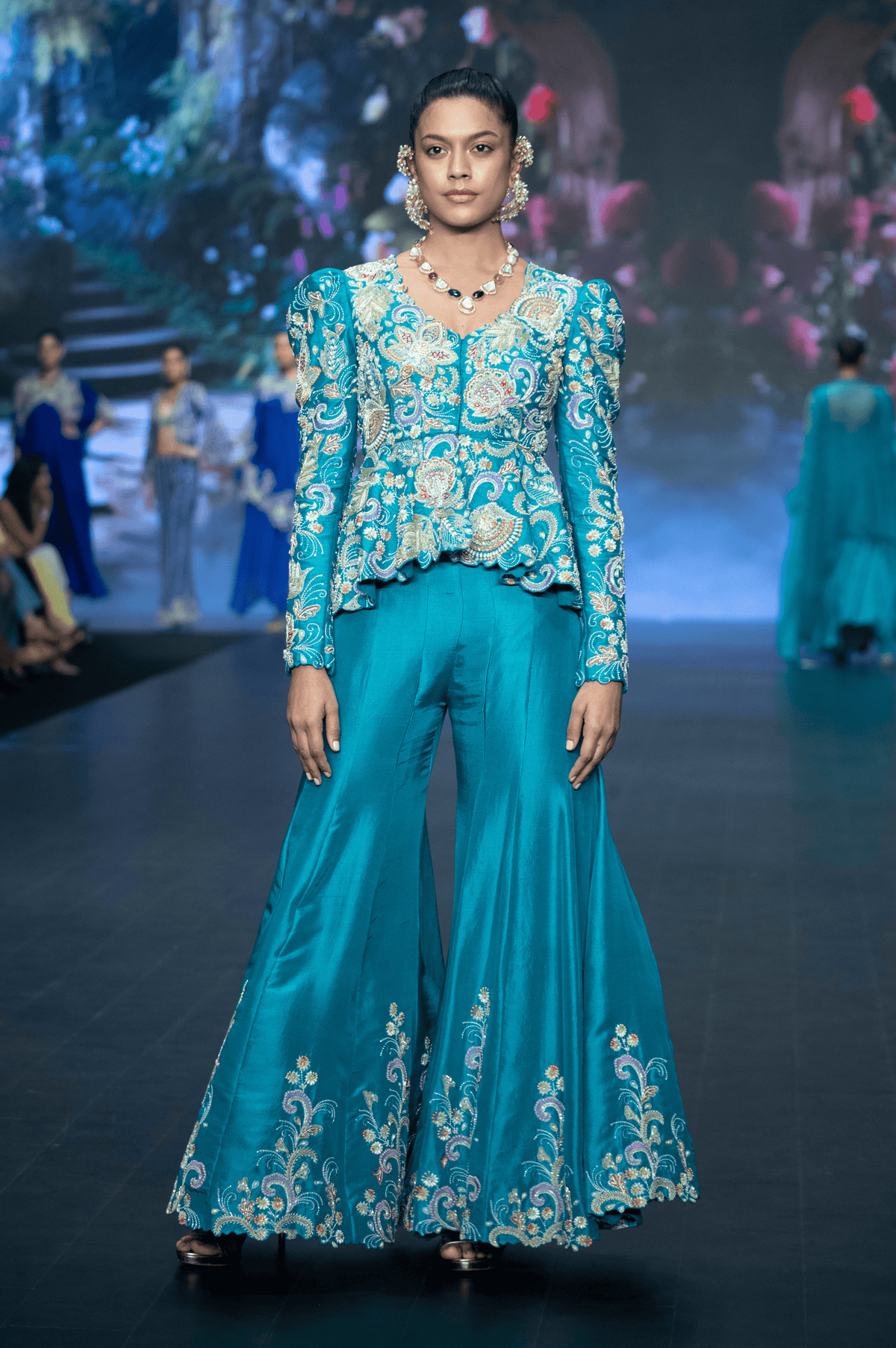 Turquoise Blue Qala Peplum Co-ord Set