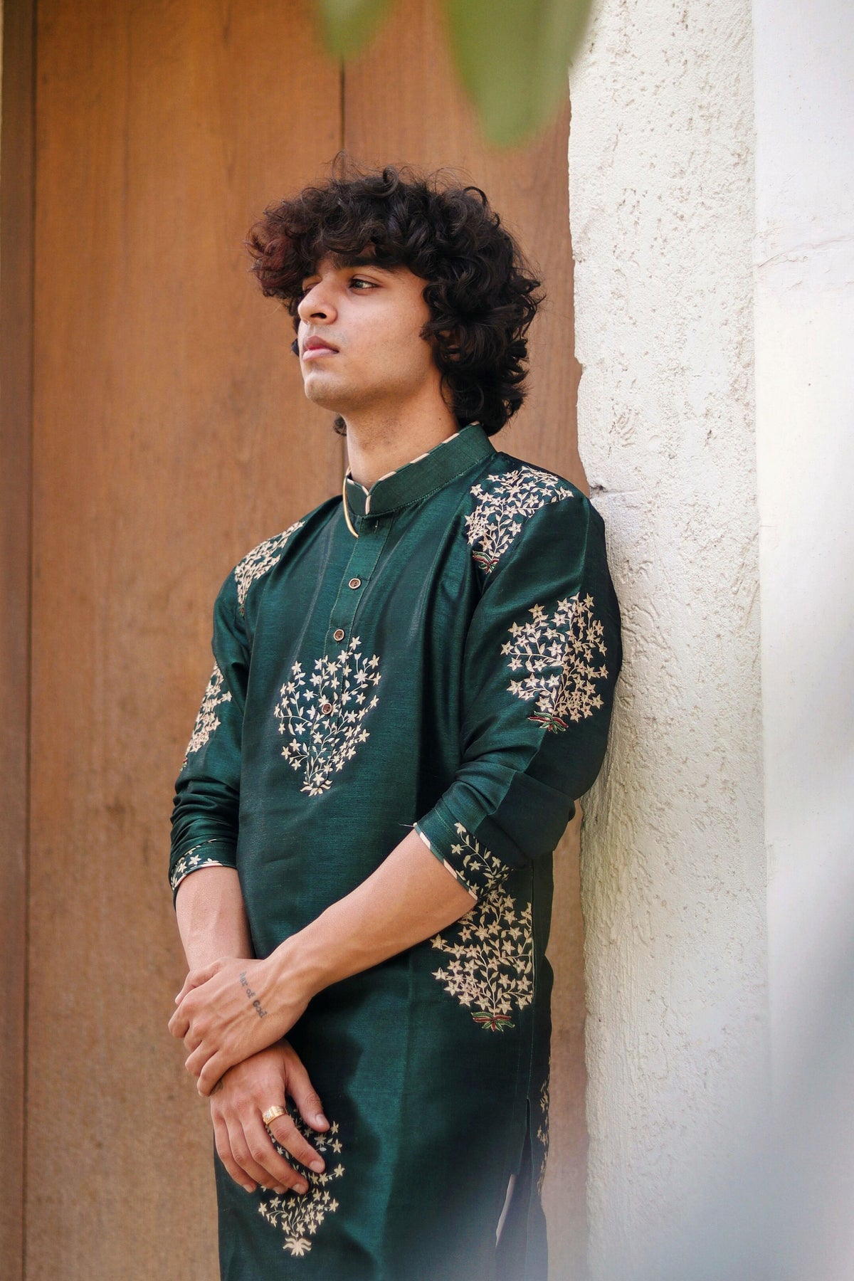 Rama Green Booty Silk Kurta