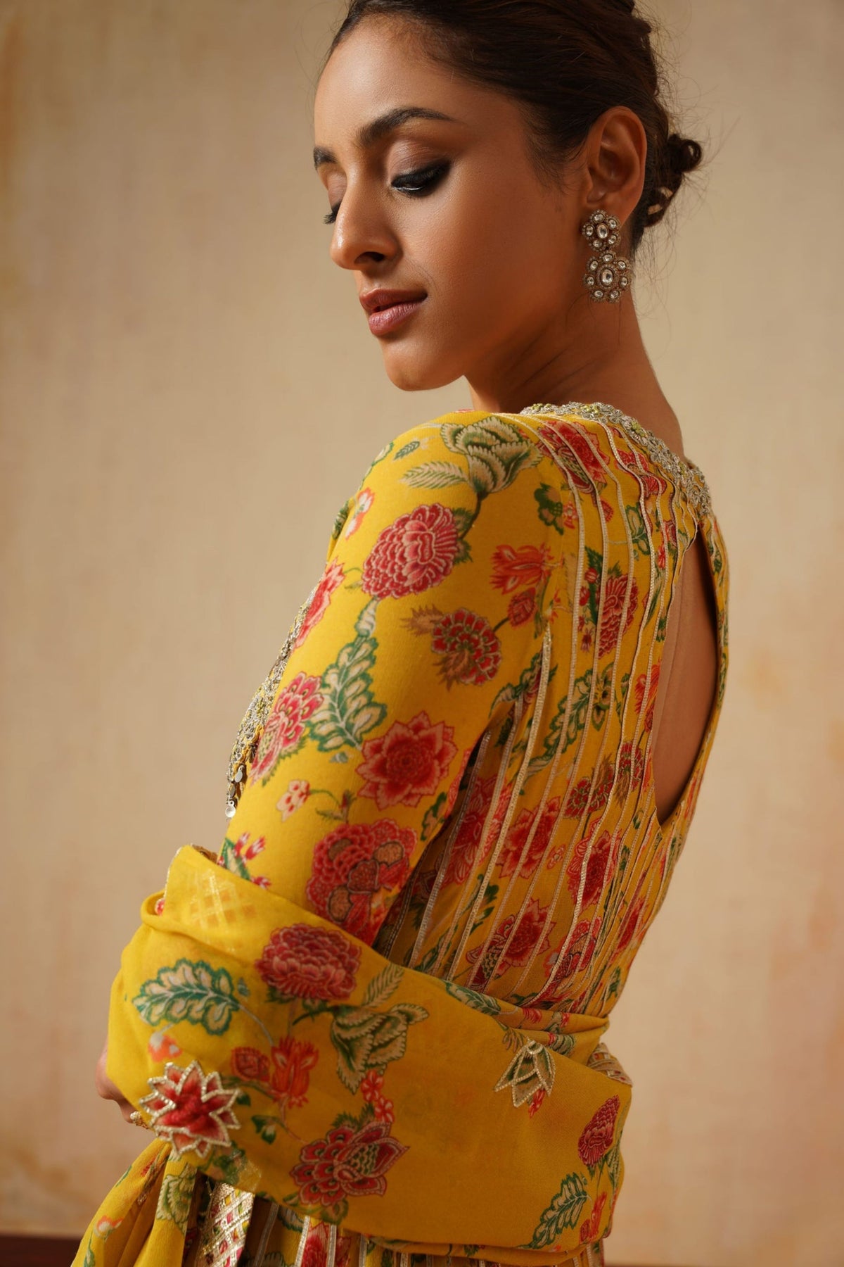 Yellow Gota Stripe Kaleedar Set