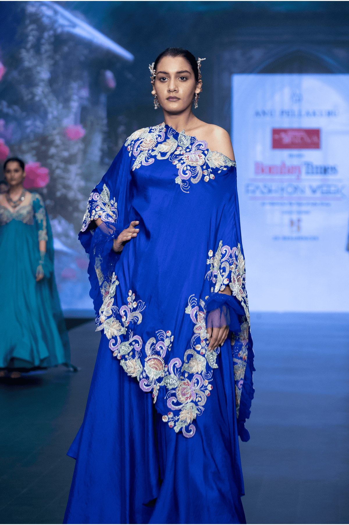 Royal Blue Vina One Shoulder Kaftan Set