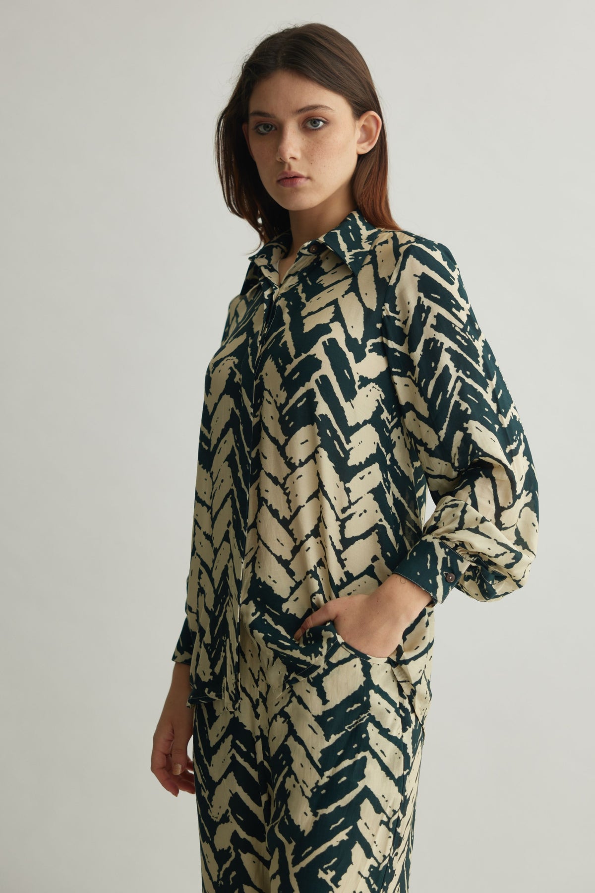 Dark Green Chevron Shirt