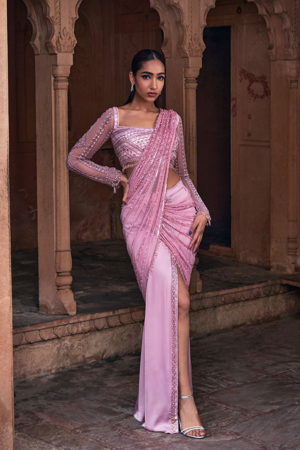 Onion Pink Saree Set