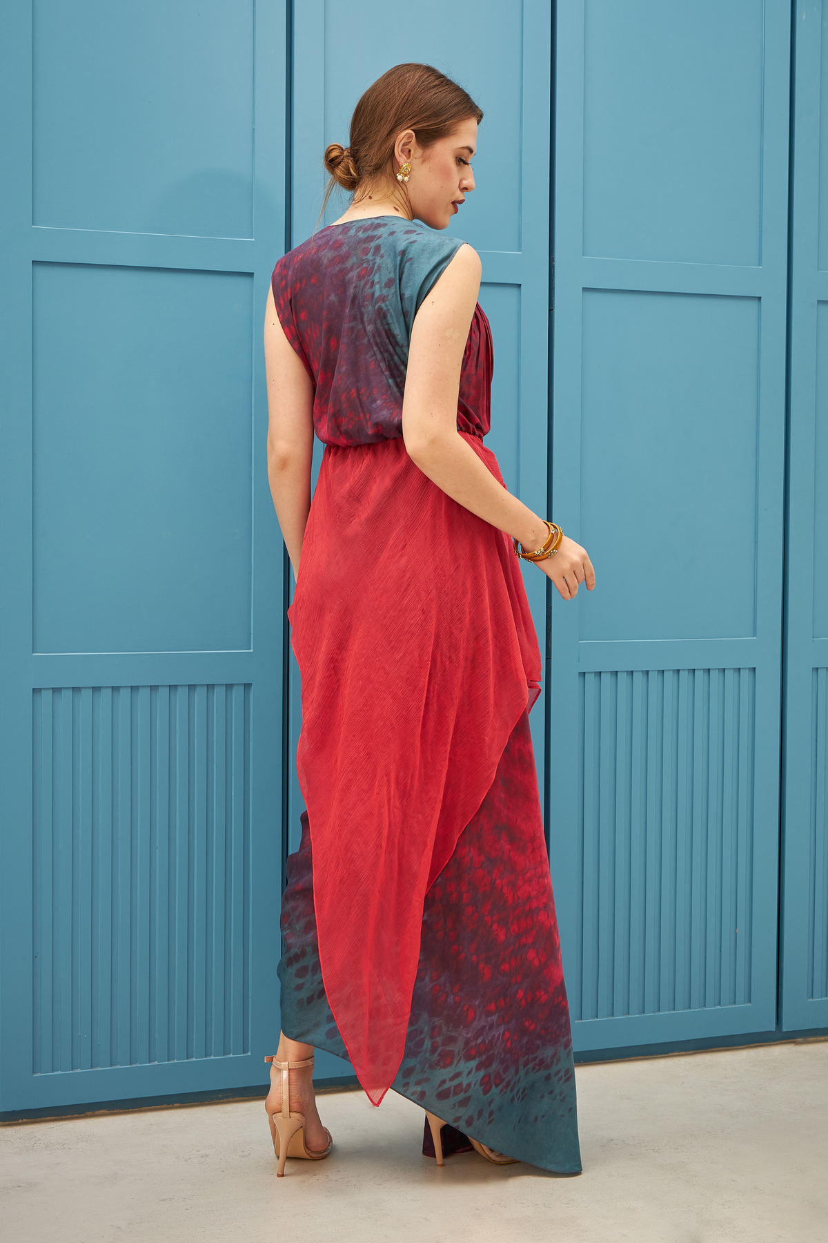 Hand Embellished Indo Western Draped Dress