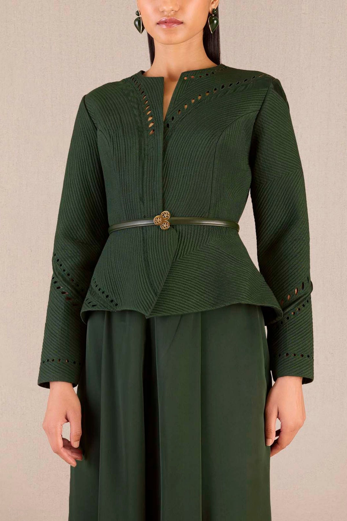 Rifat Jacket Set In Dark Green