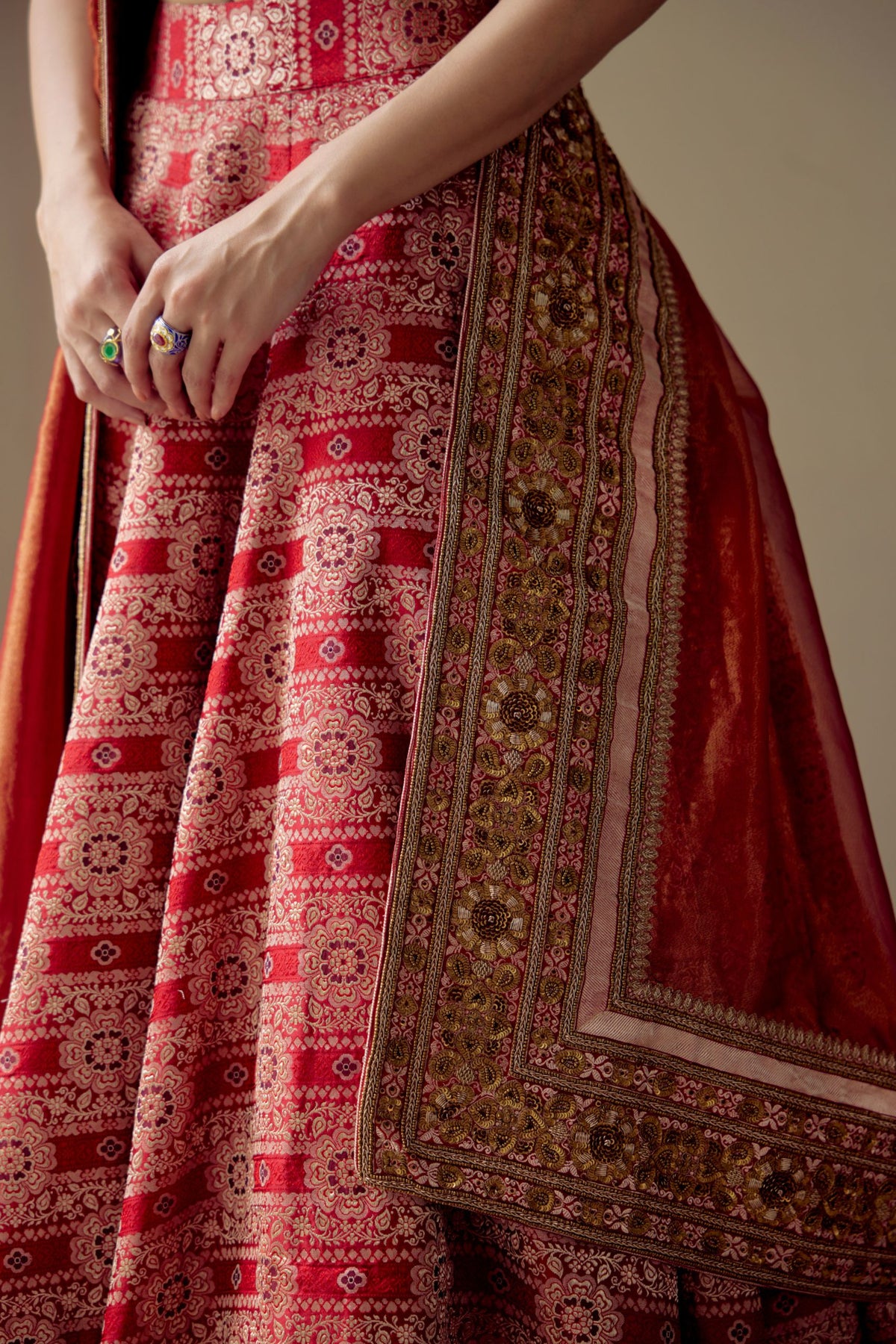 Dhavee Red Lehenga Set