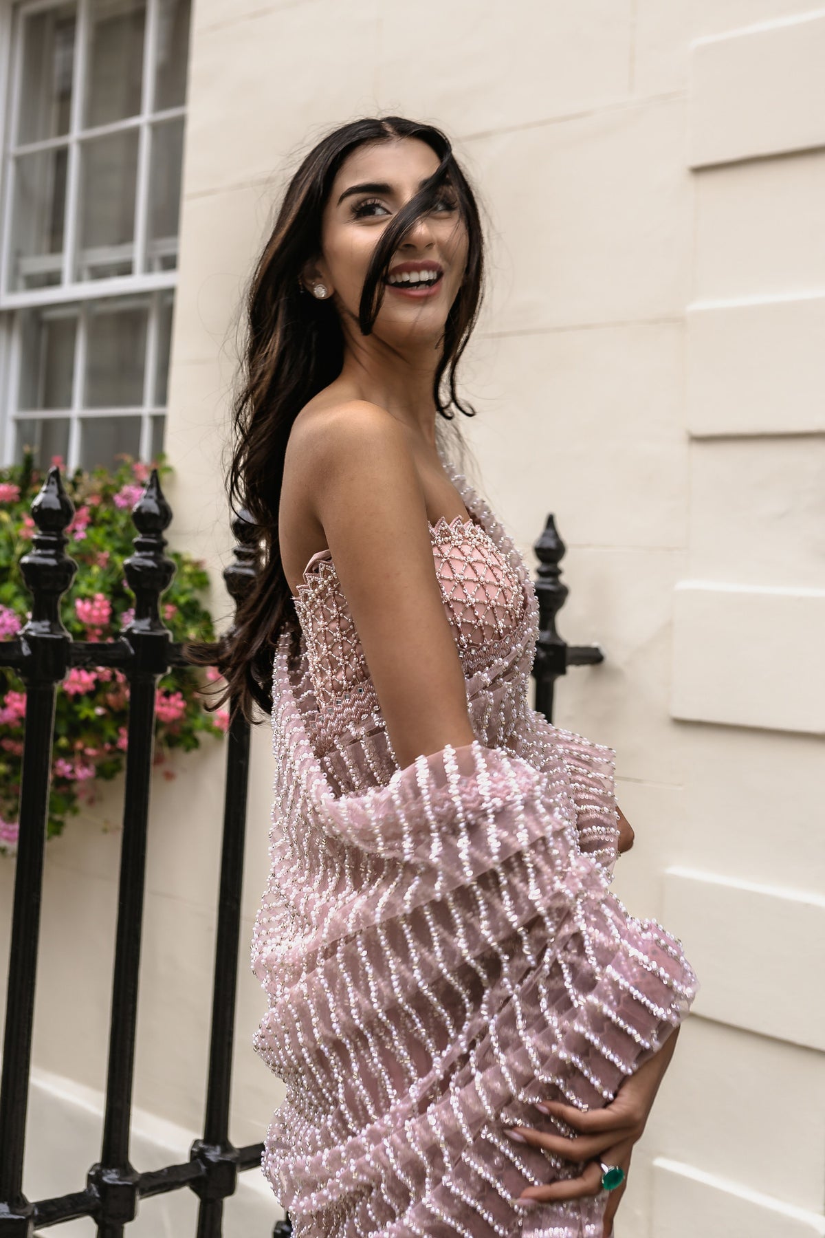 Blush Pink Pearl Detail Saree