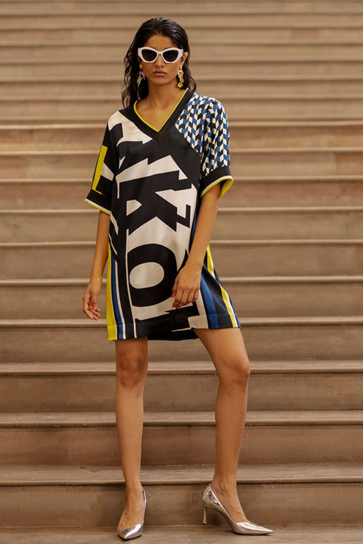 Sporty Script Printed Short Dress