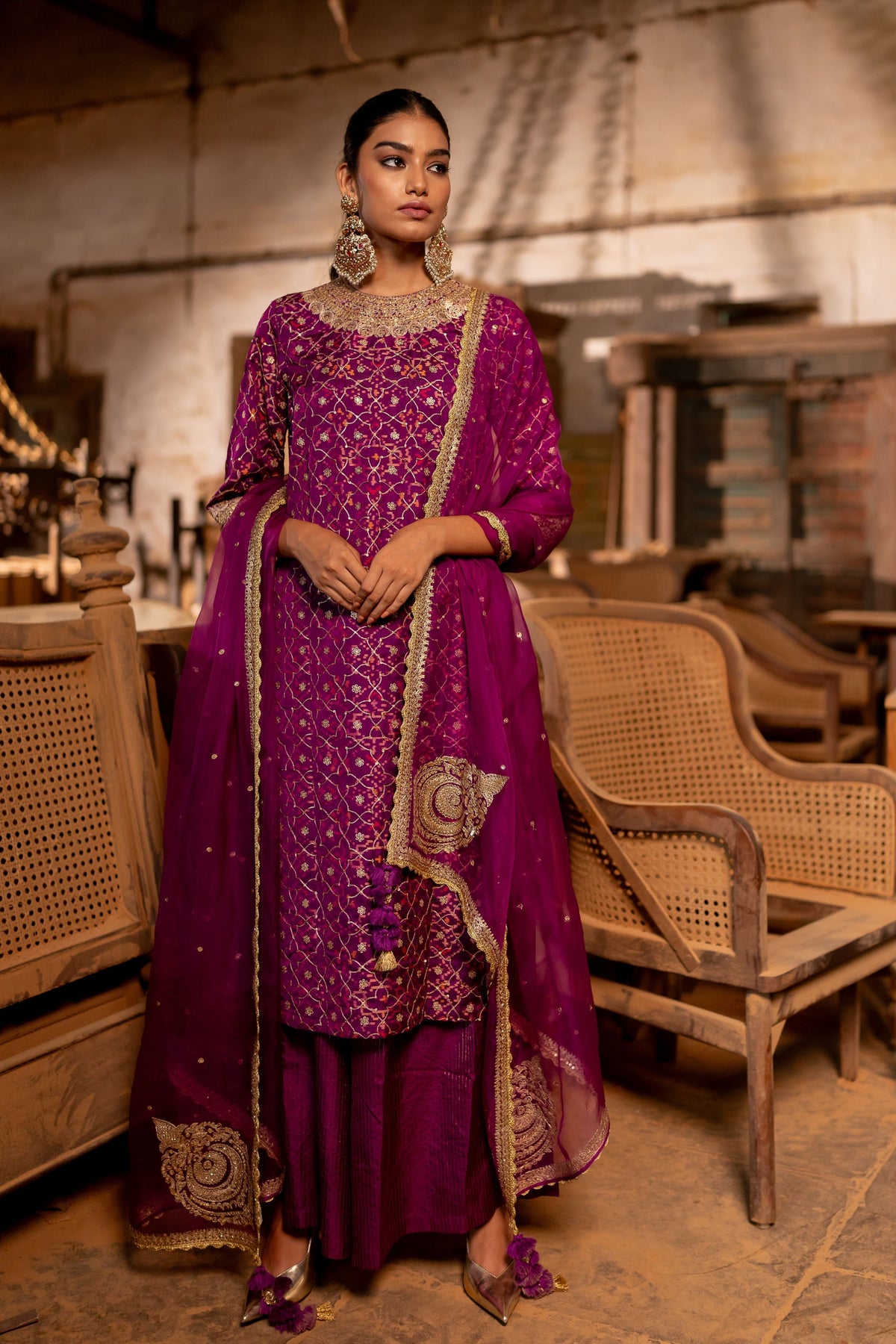 Magenta Kurta With Sharara