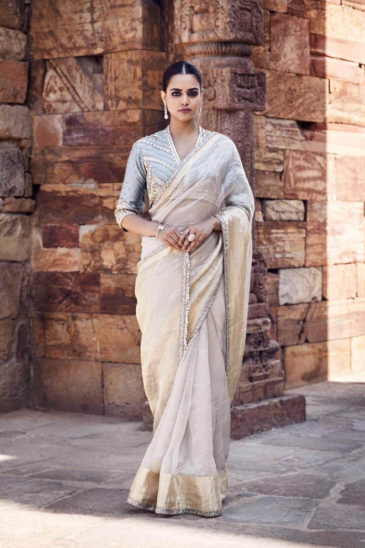 The Aquamarine Aurum Tissue Saree