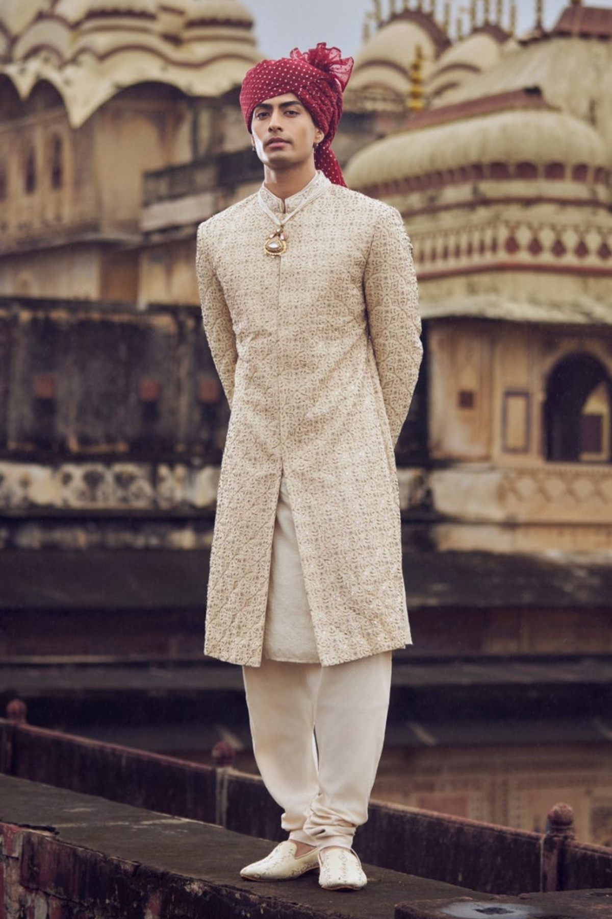 Light Beige Sherwani Set