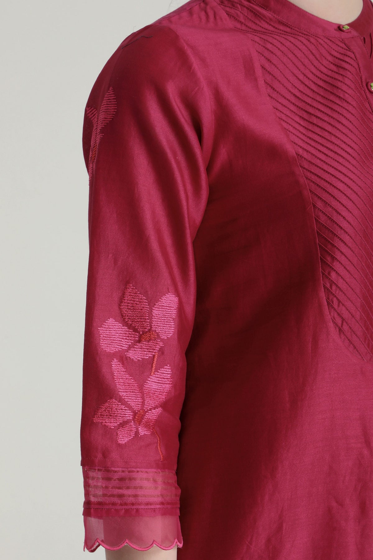 Fushsia Chanderi Kurta Set