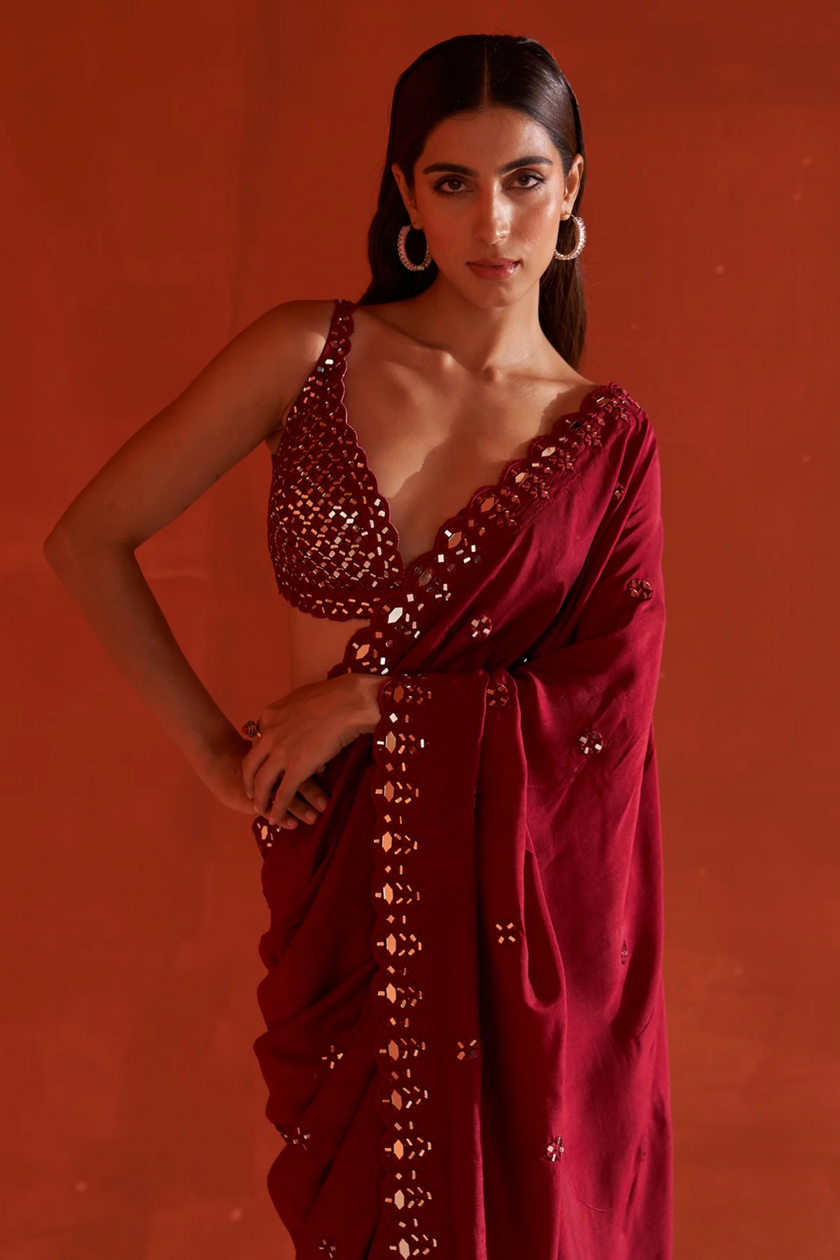 Maroon Silk Saree