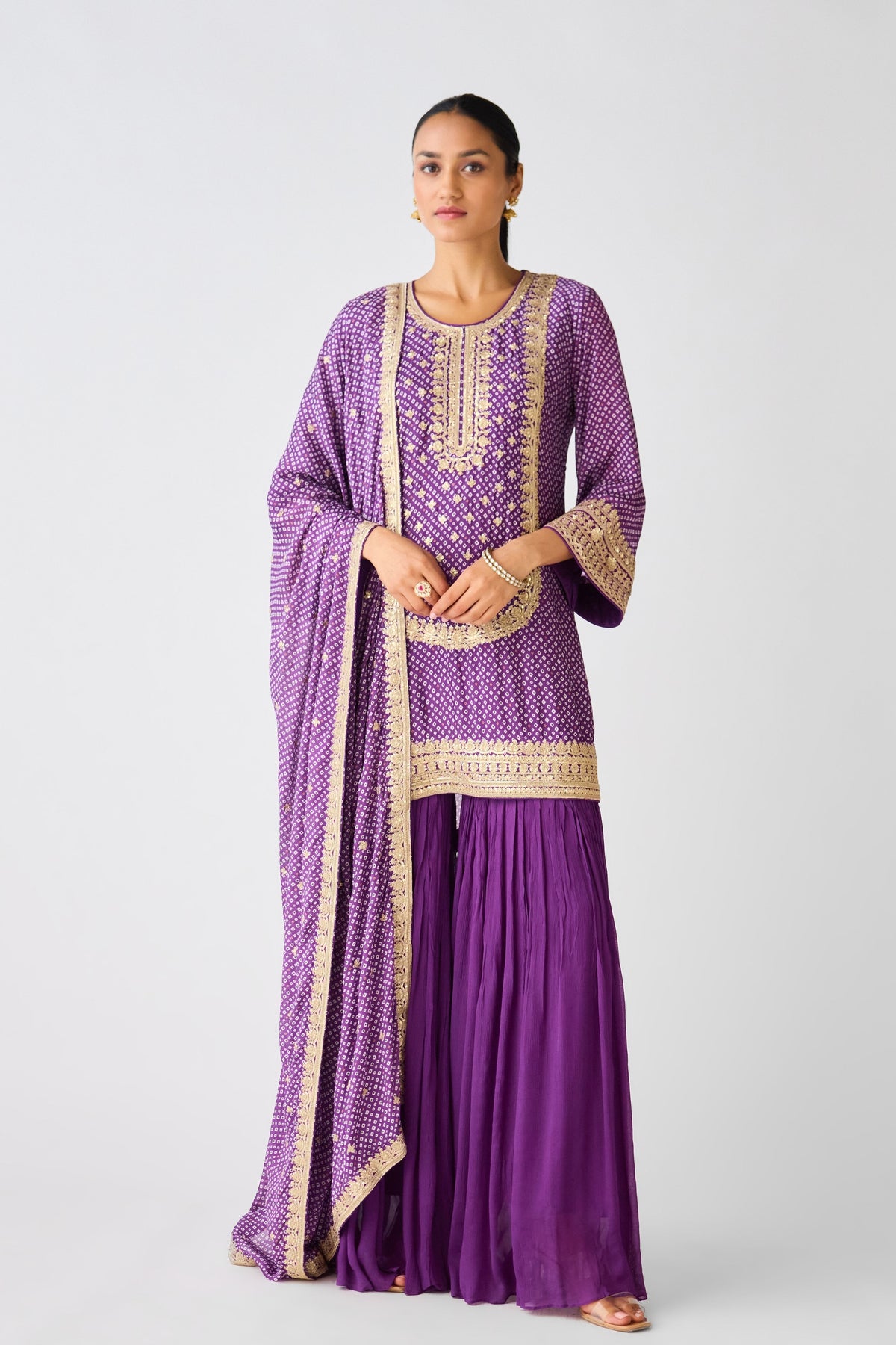 Purple Work Sharara Set