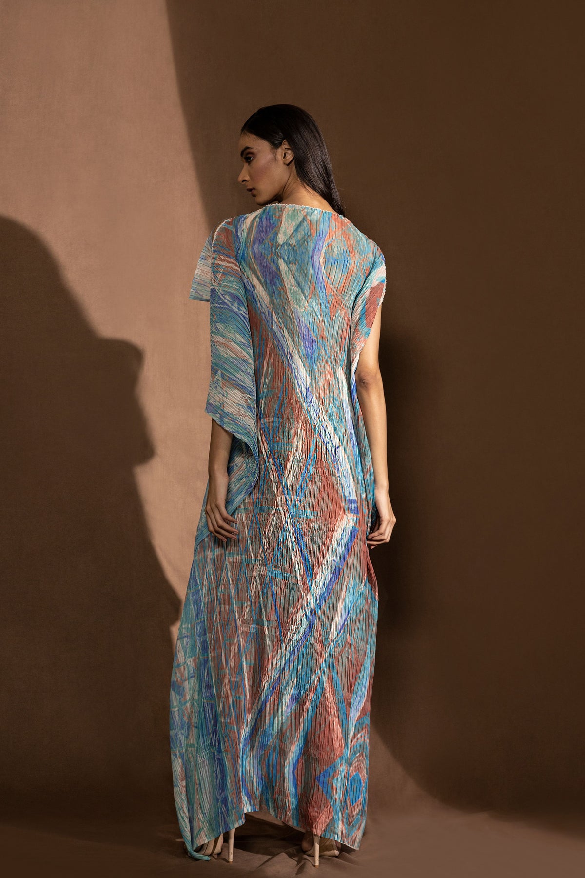 Geommetric Patterned Draped Dress